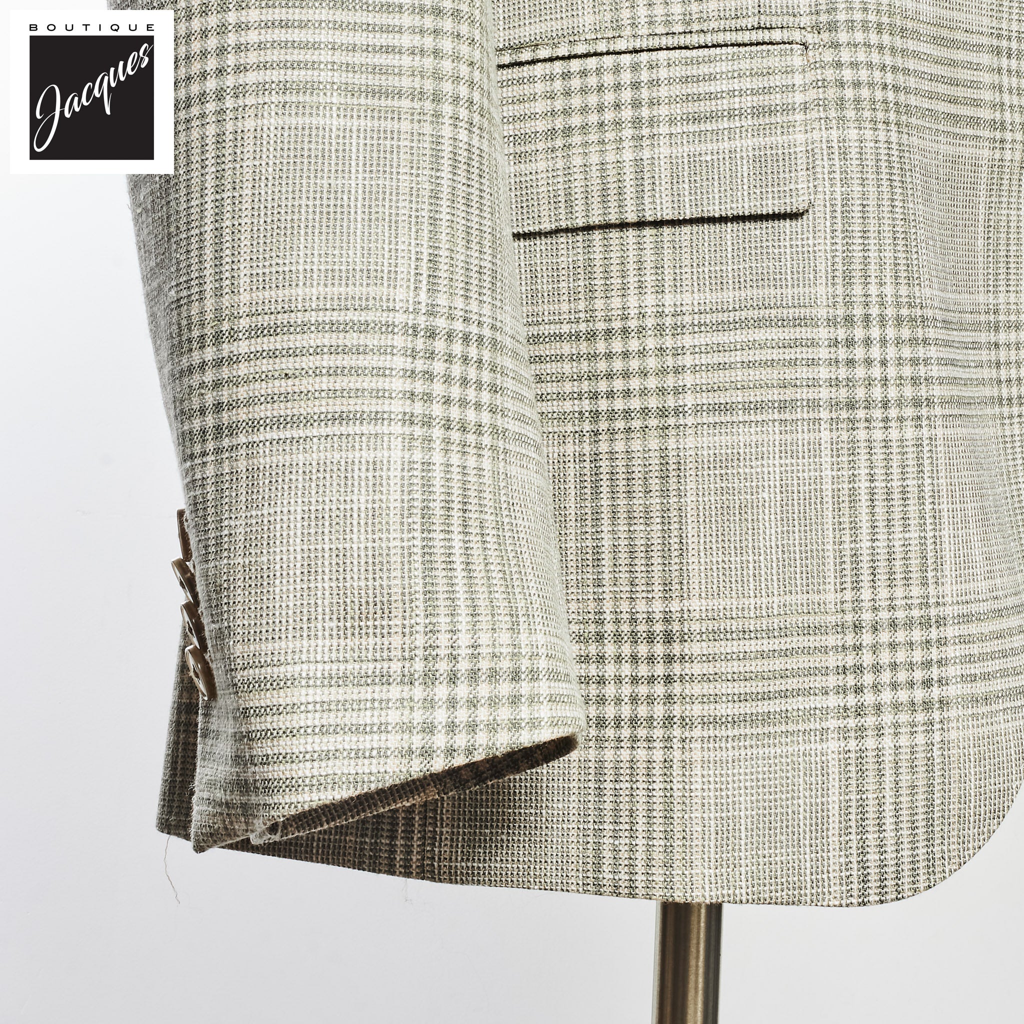 Green Prince of Wales Wool-Silk Dream Fit Sport Jacket - Luigi Bianchi
