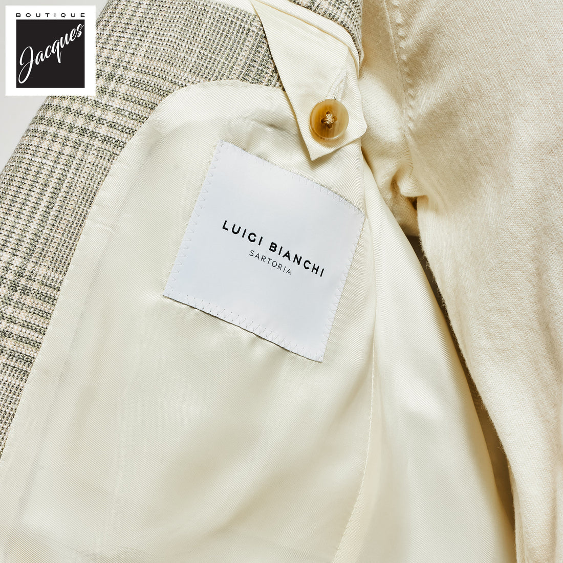 Green Prince of Wales Wool-Silk Dream Fit Sport Jacket - Luigi Bianchi