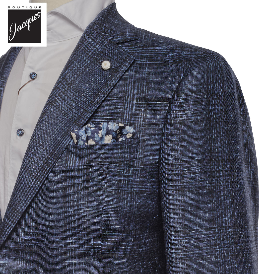 Blue Check Wool-Silk Di Delfino Dream Fit Sport Jacket - Luigi Bianchi