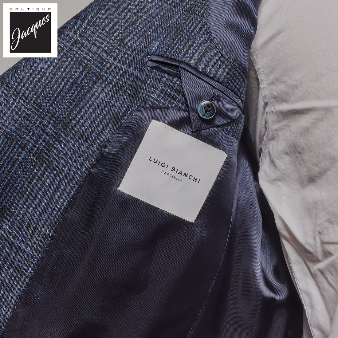 Blue Check Wool-Silk Di Delfino Dream Fit Sport Jacket - Luigi Bianchi