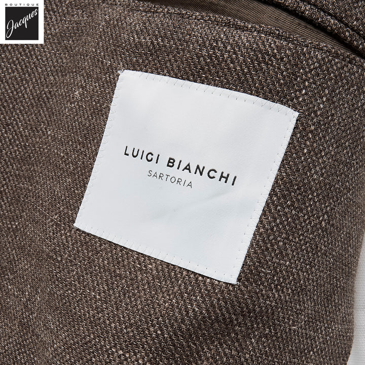 Brown Solid Drago Linen-Wool Dream Fit Sport Jacket - Luigi Bianchi - Boutique Jacques International