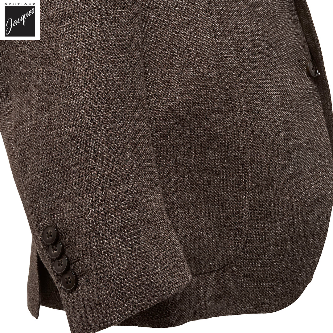 Brown Solid Drago Linen-Wool Dream Fit Sport Jacket - Luigi Bianchi - Boutique Jacques International