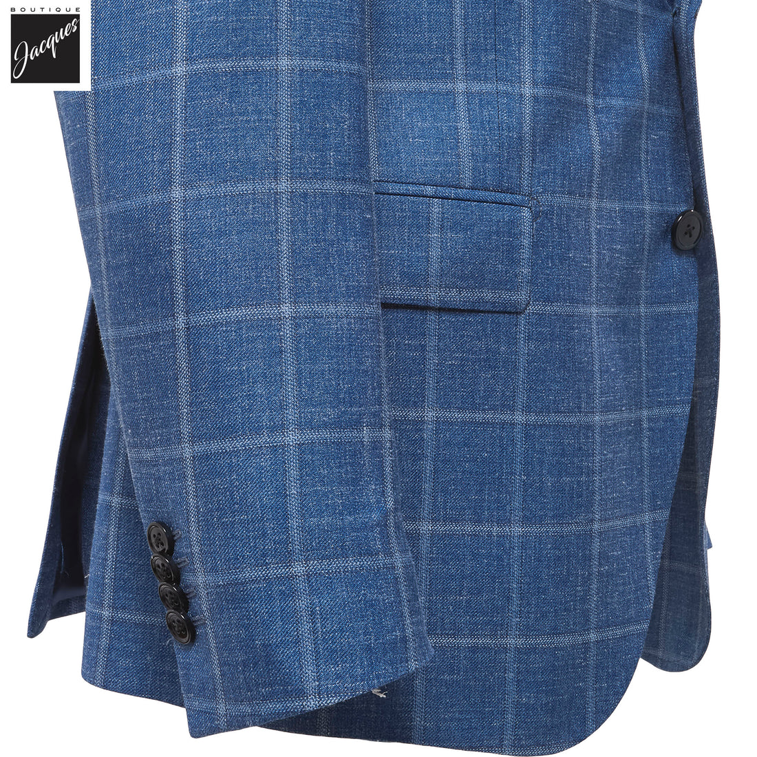 Blue Windowpane Wool/Silk/Linen Dream Fit Sport Jacket - Luigi Bianchi - Boutique Jacques International