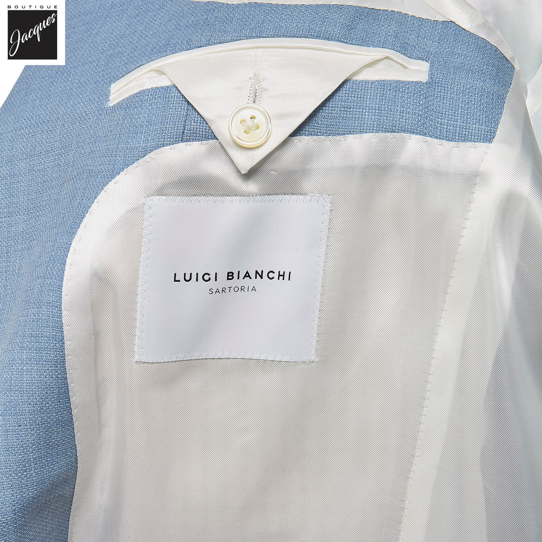 Light Blue Textured Hopsack Wool Dream Fit Sport Jacket - Luigi Bianchi - Boutique Jacques International