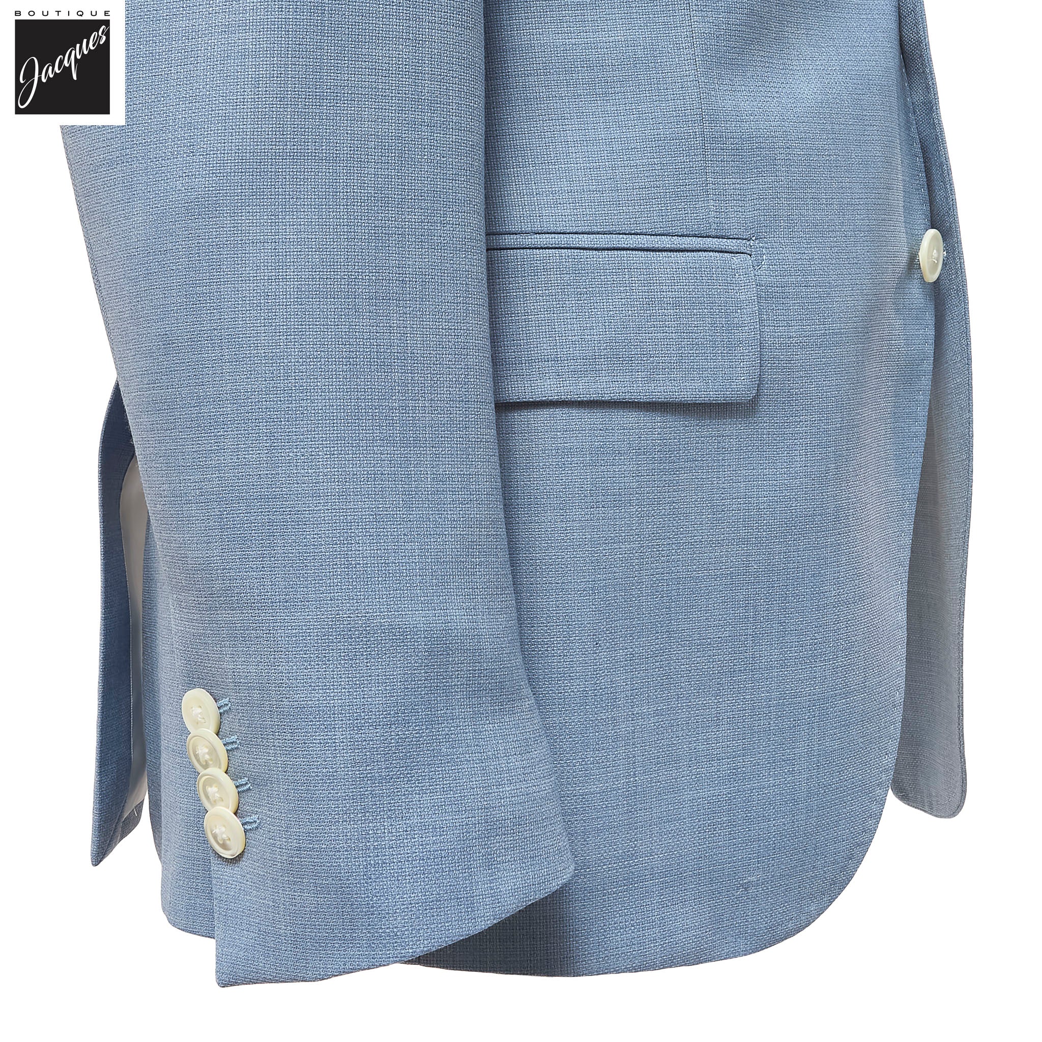Light Blue Textured Hopsack Wool Dream Fit Sport Jacket - Luigi Bianchi - Boutique Jacques International