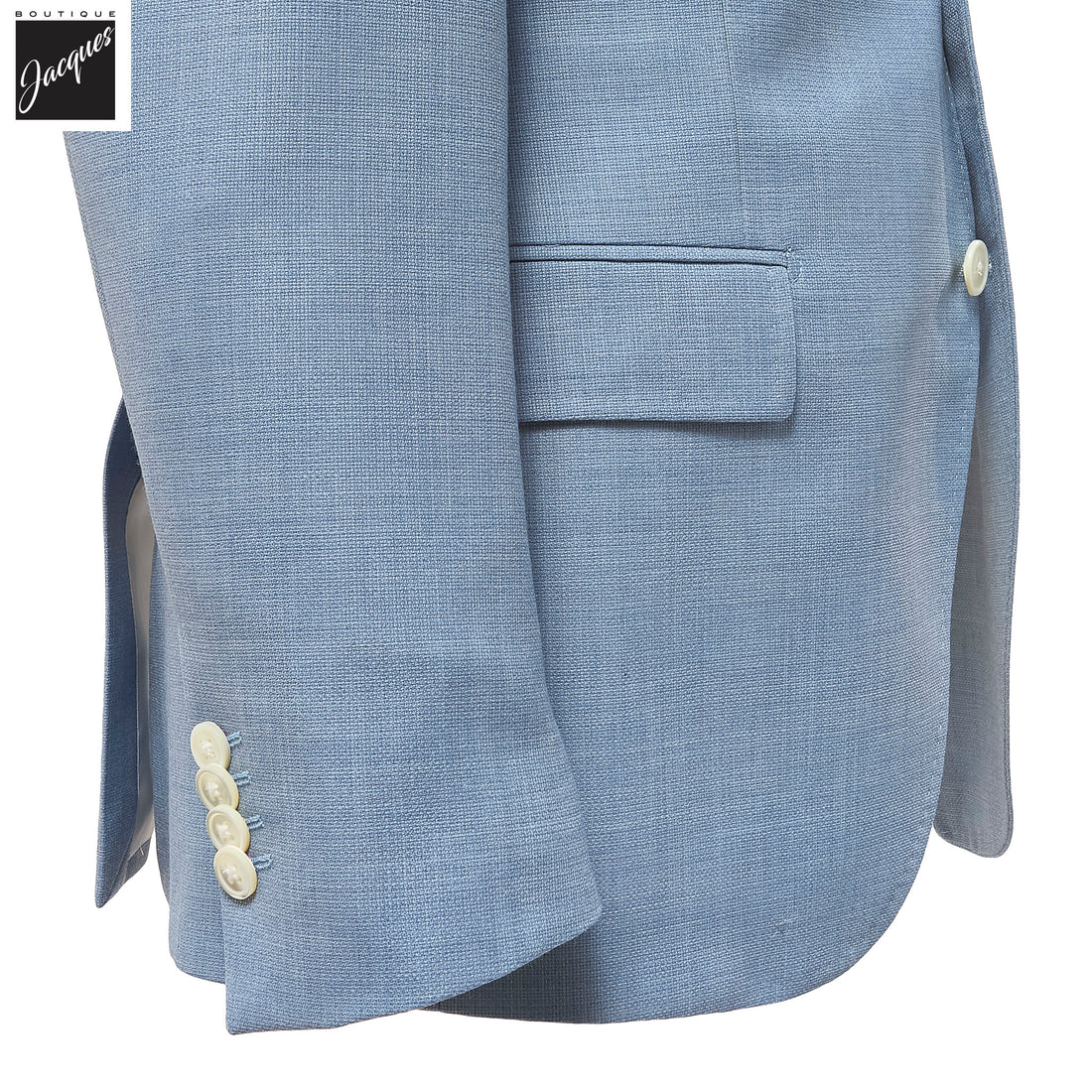 Light Blue Textured Hopsack Wool Dream Fit Sport Jacket - Luigi Bianchi - Boutique Jacques International