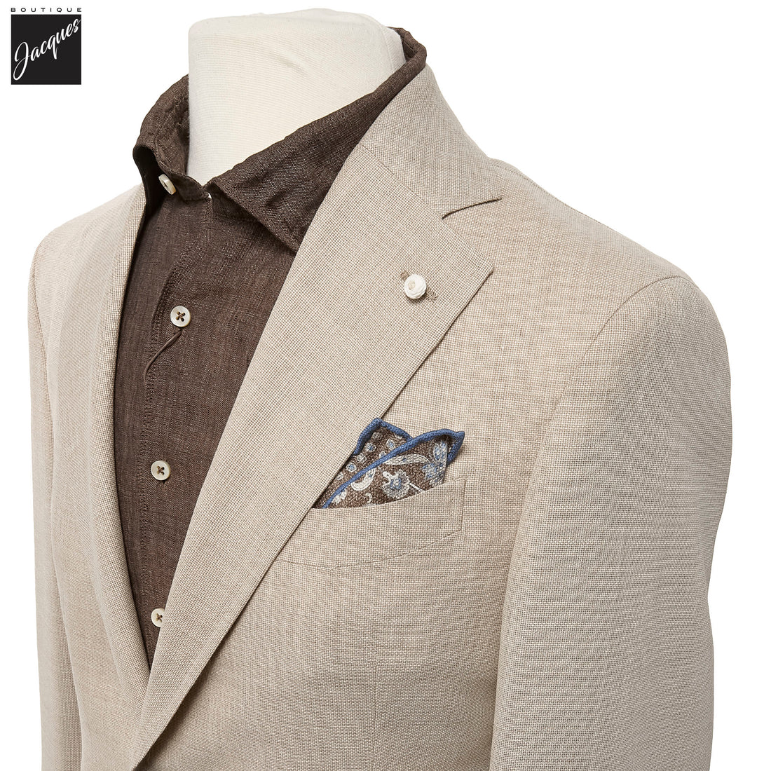 Beige Textured Hopsack Wool Dream Fit Sport Jacket - Luigi Bianchi
