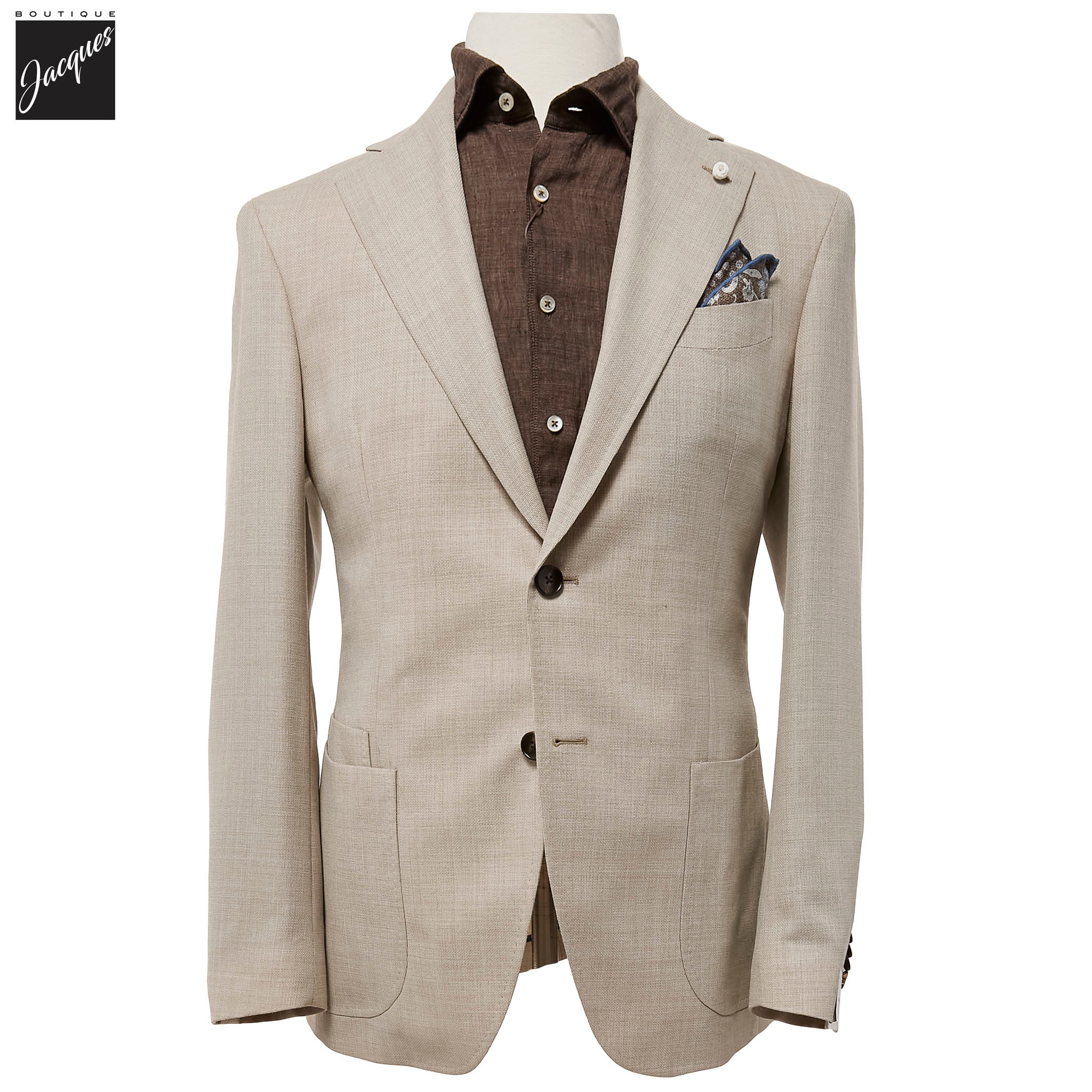 Beige Textured Hopsack Wool Dream Fit Sport Jacket - Luigi Bianchi