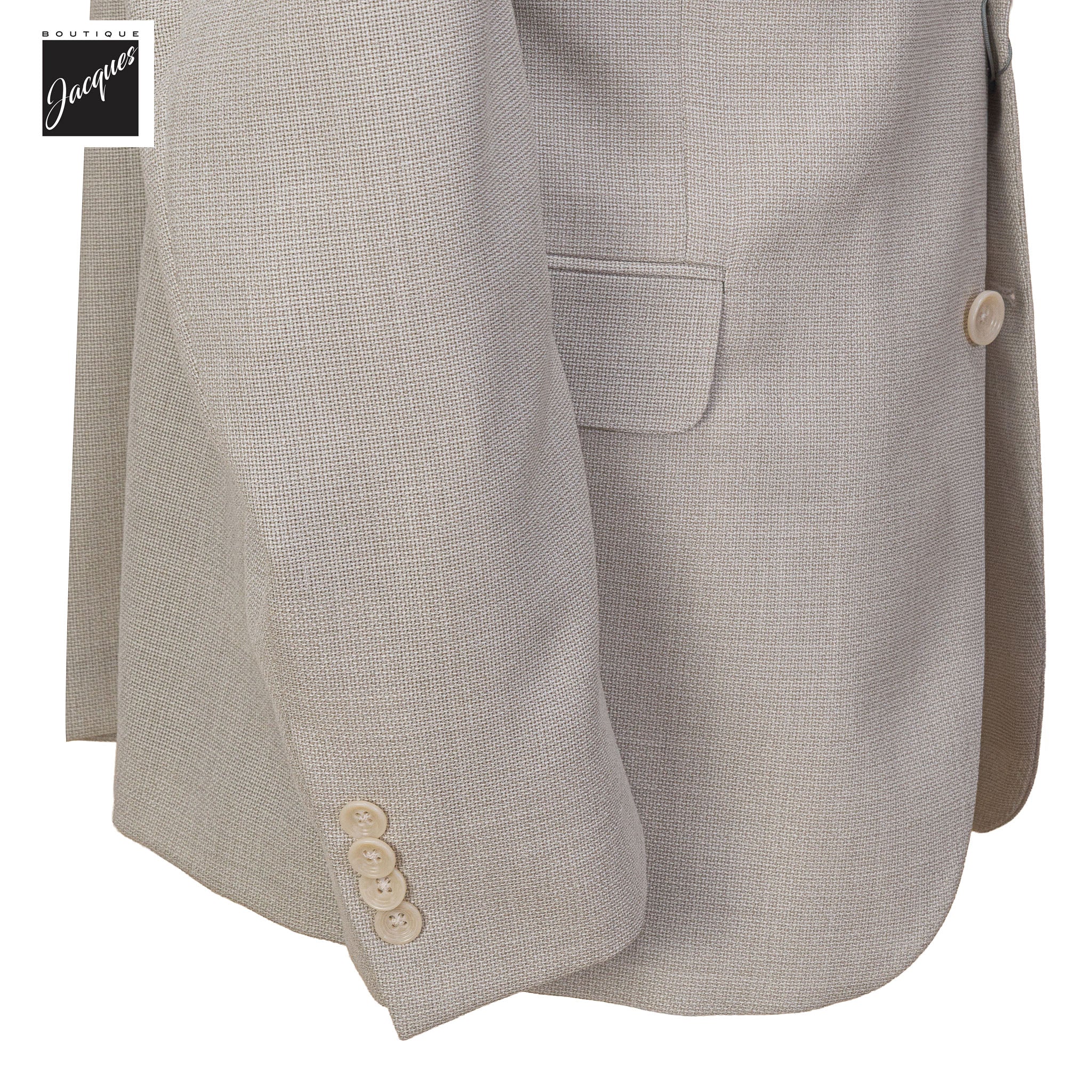 Light Beige Solid Pure Wool Austin Classic Fit Sport Jacket - Jack Victor