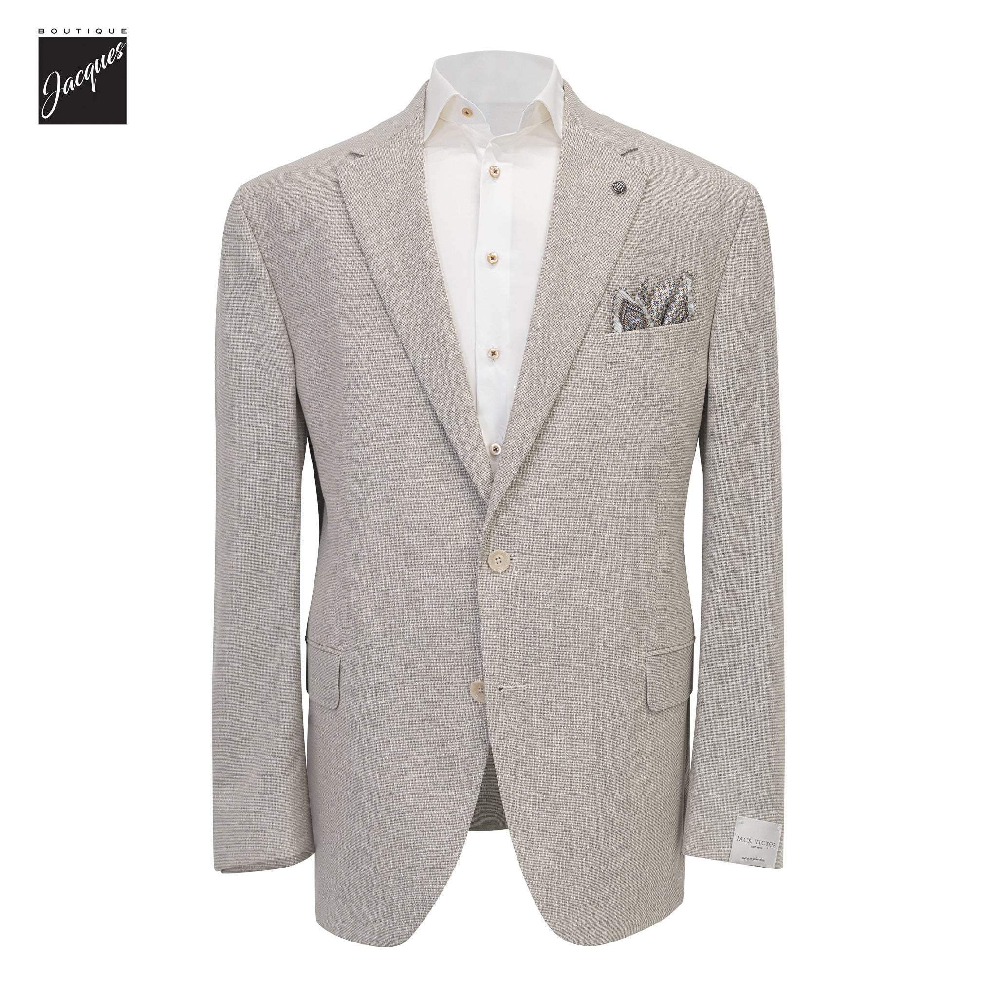 Light Beige Solid Pure Wool Austin Classic Fit Sport Jacket - Jack Victor
