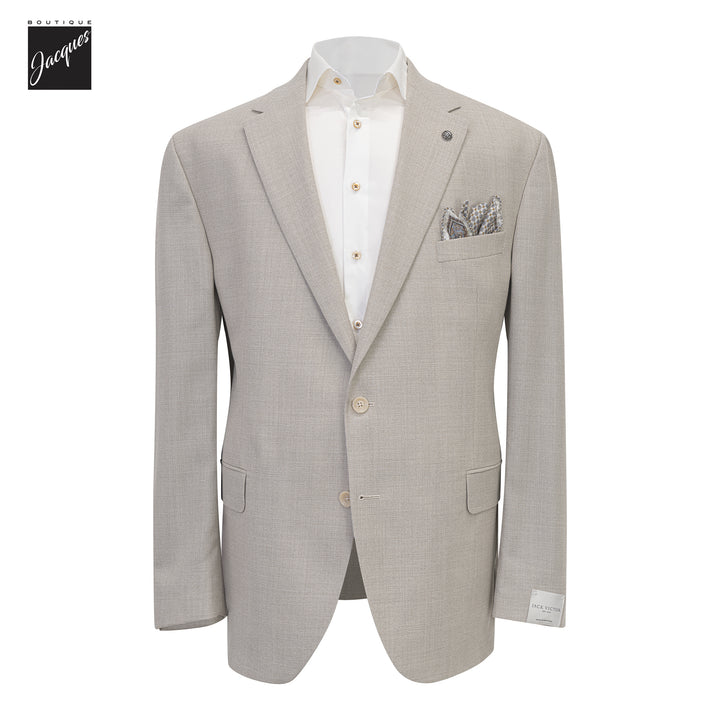 Light Beige Solid Pure Wool Austin Classic Fit Sport Jacket - Jack Victor