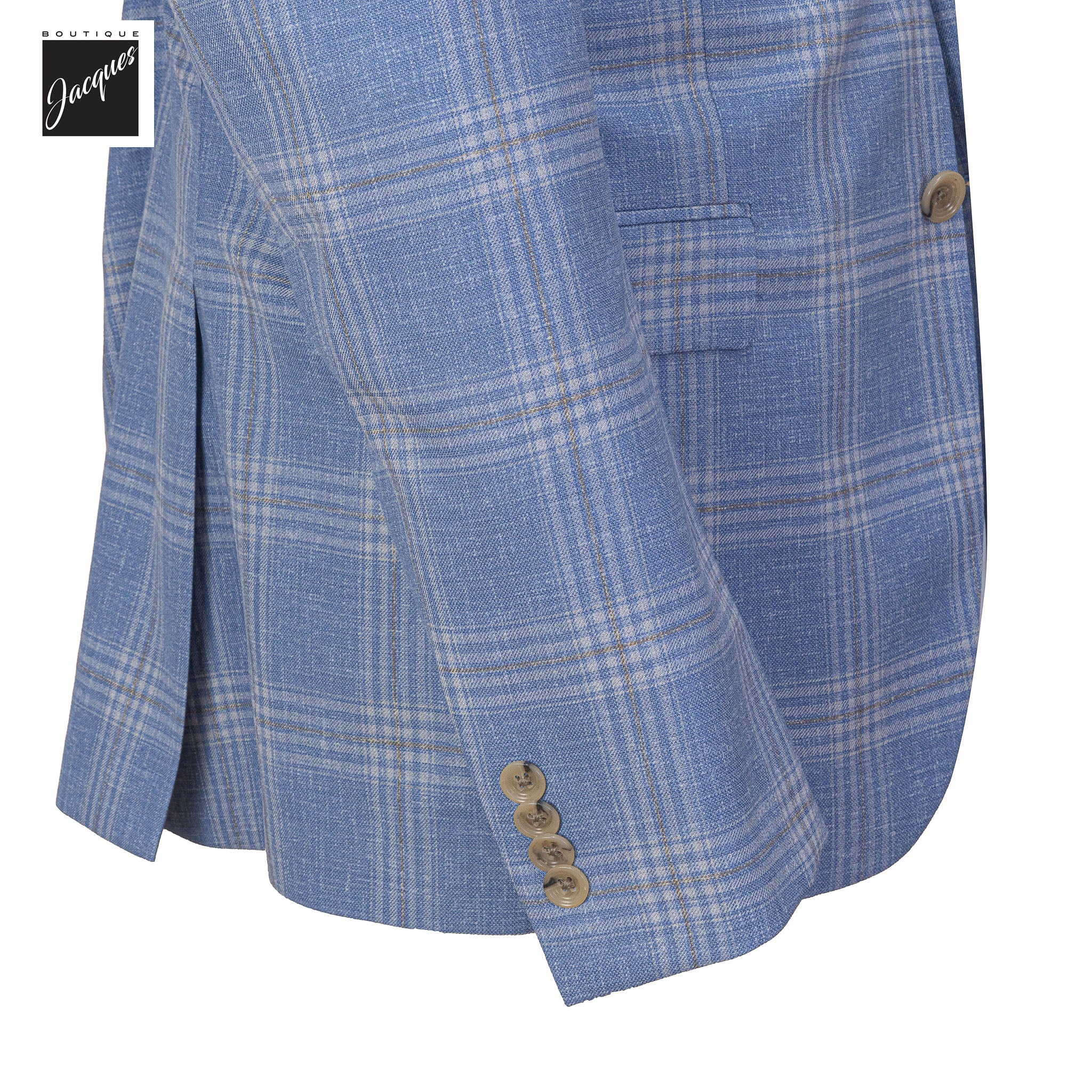 Light Blue Plaid Super 120's Wool Midland Contemporary Fit Sport Jacket - Jack Victor