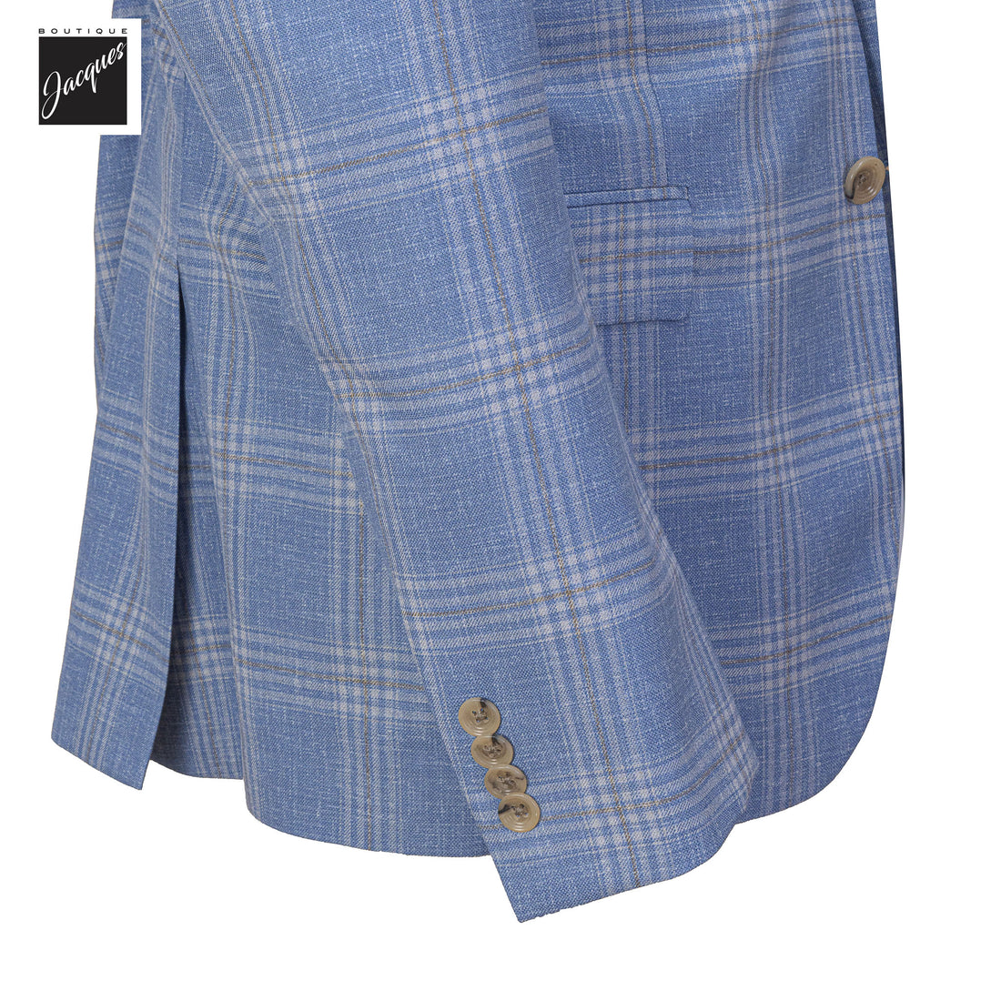 Light Blue Plaid Super 120's Wool Midland Contemporary Fit Sport Jacket - Jack Victor