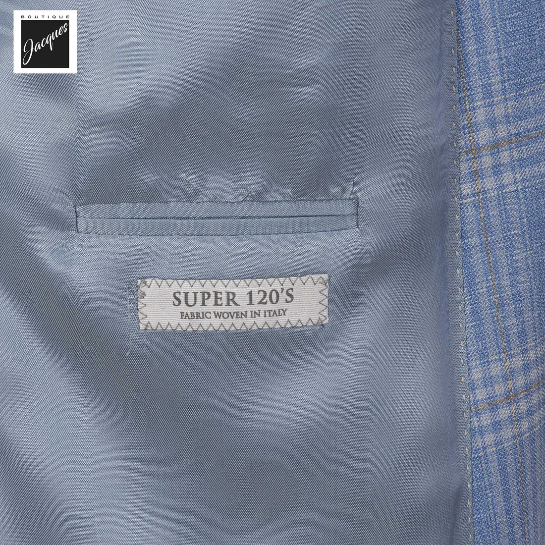 Light Blue Plaid Super 120's Wool Midland Contemporary Fit Sport Jacket - Jack Victor