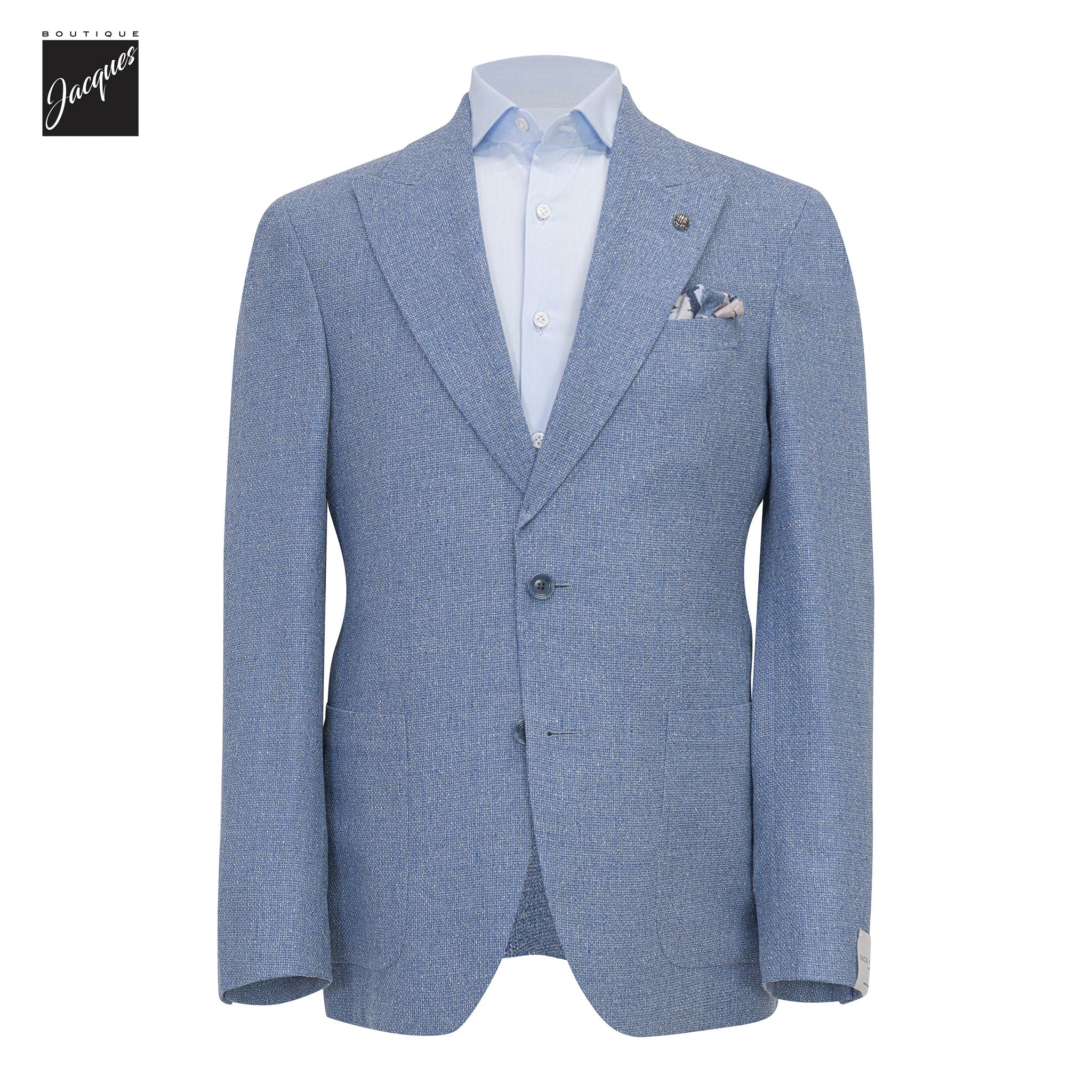 Light Blue Wool-Silk Stretch Marco Contemporary Fit Sport Jacket - Jack Victor