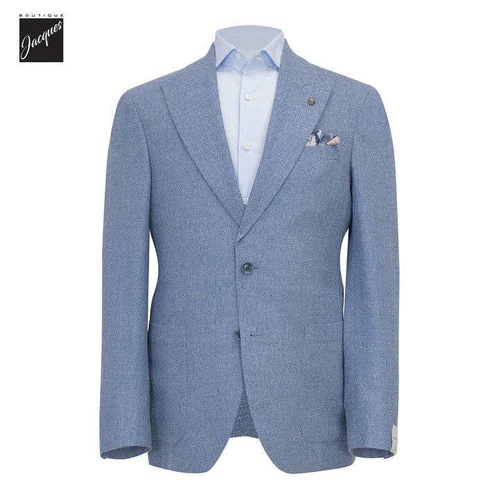 Light Blue Wool-Silk Stretch Marco Contemporary Fit Sport Jacket - Jack Victor