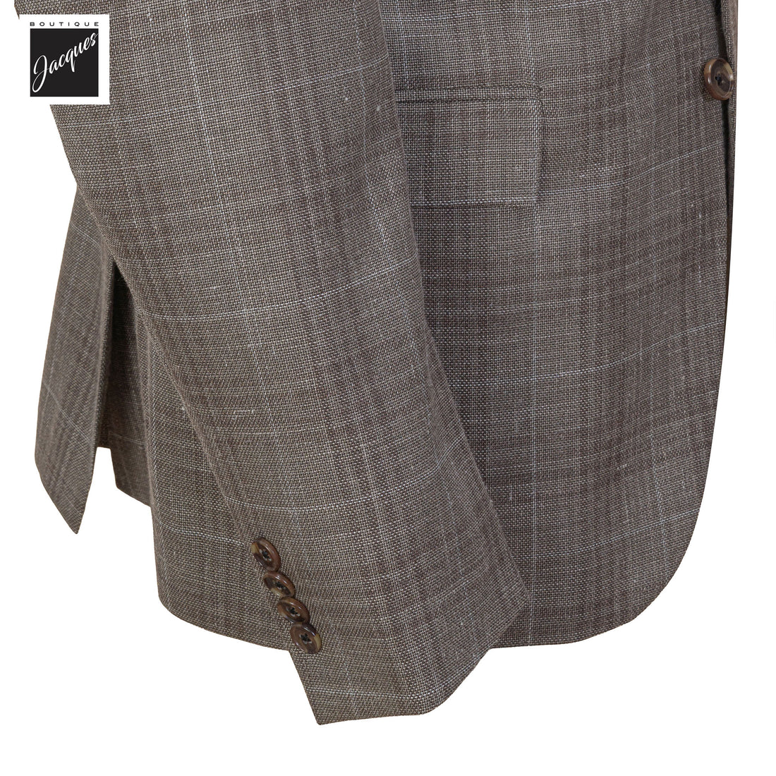 Light Brown Check Wool/Silk/Linen Midland Contemporary Fit Sport Jacket - Jack Victor