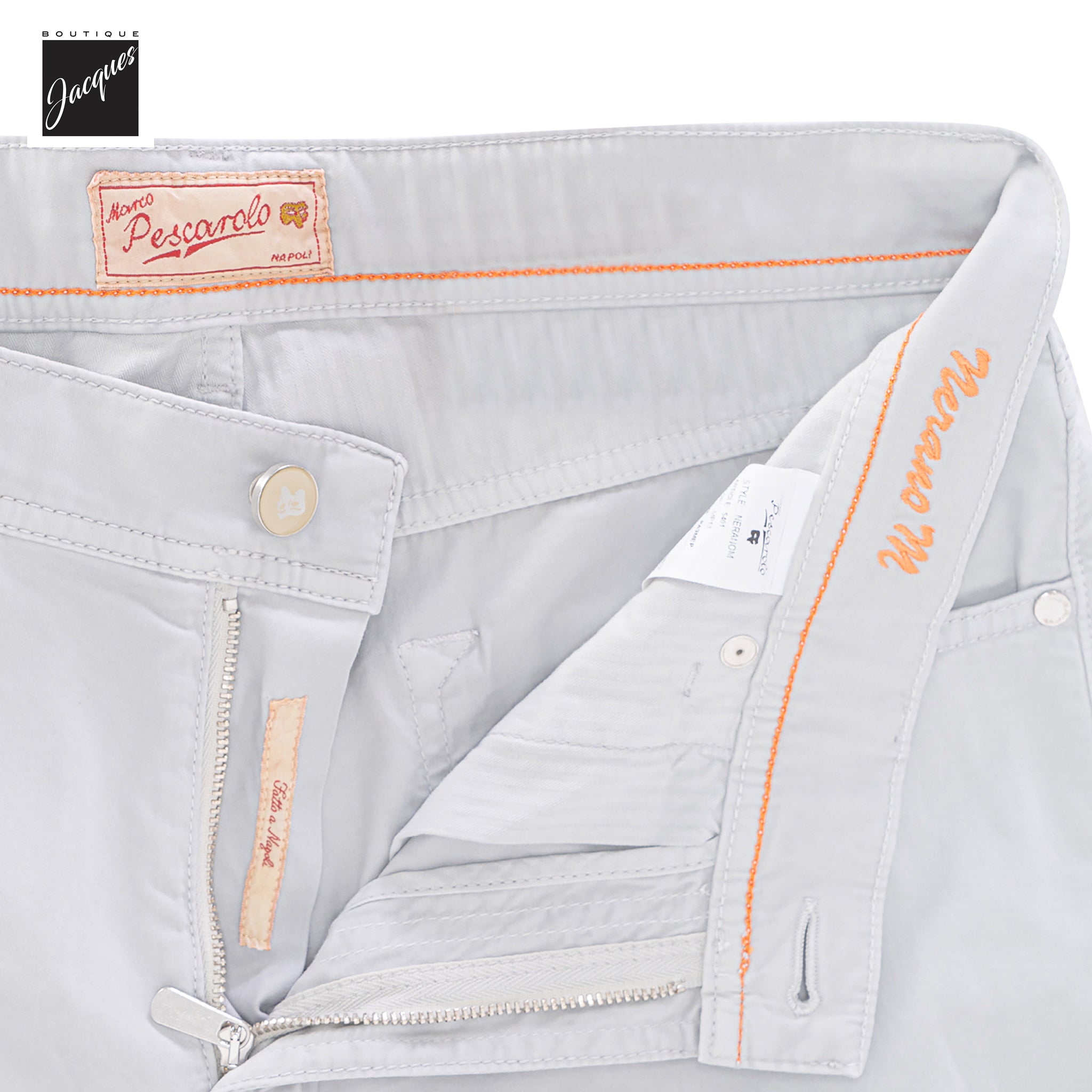 Light Gray Cotton-Stretch Nerano M Tailored Fit Five Pocket Pants - Marco Pescarolo