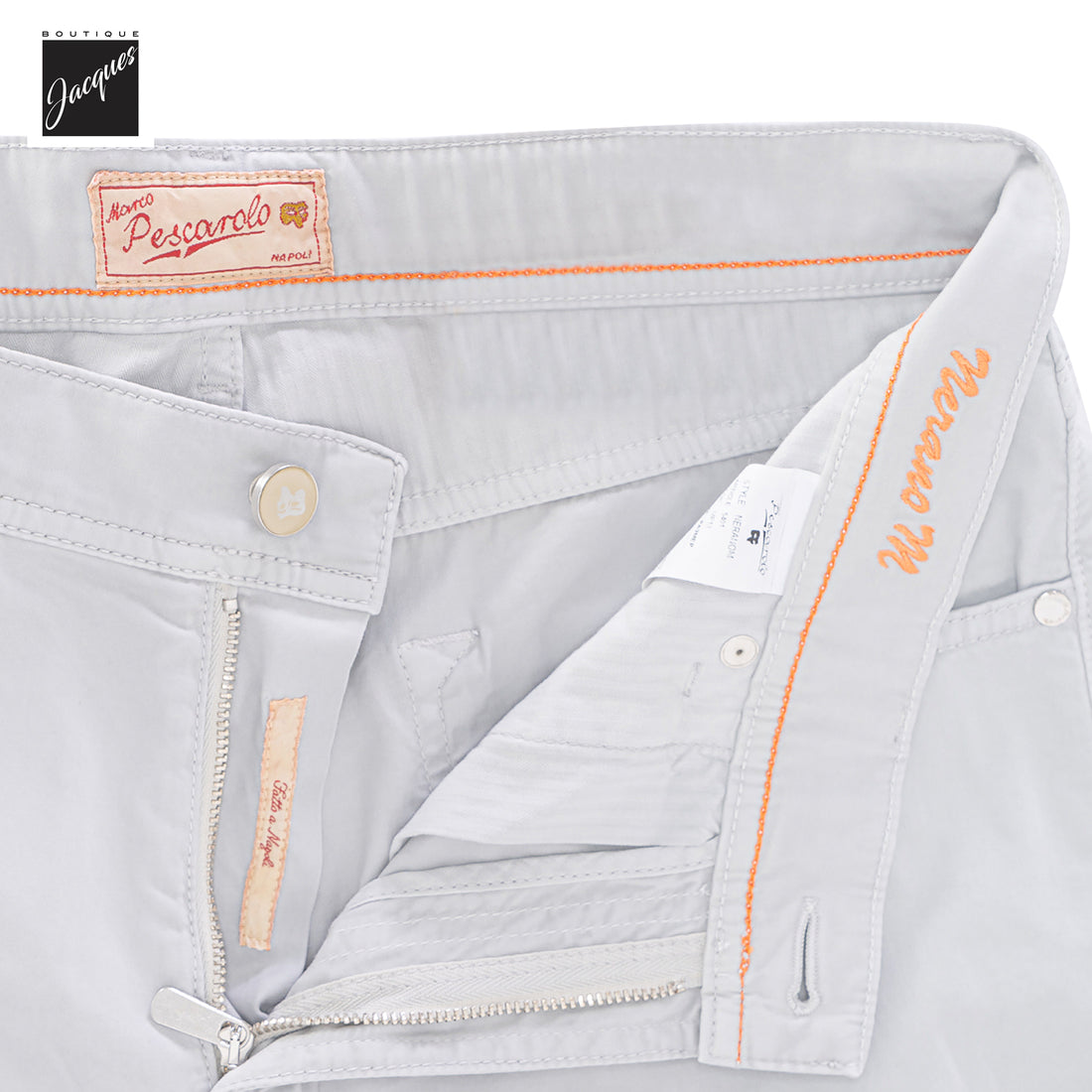 Light Gray Cotton-Stretch Nerano M Tailored Fit Five Pocket Pants - Marco Pescarolo