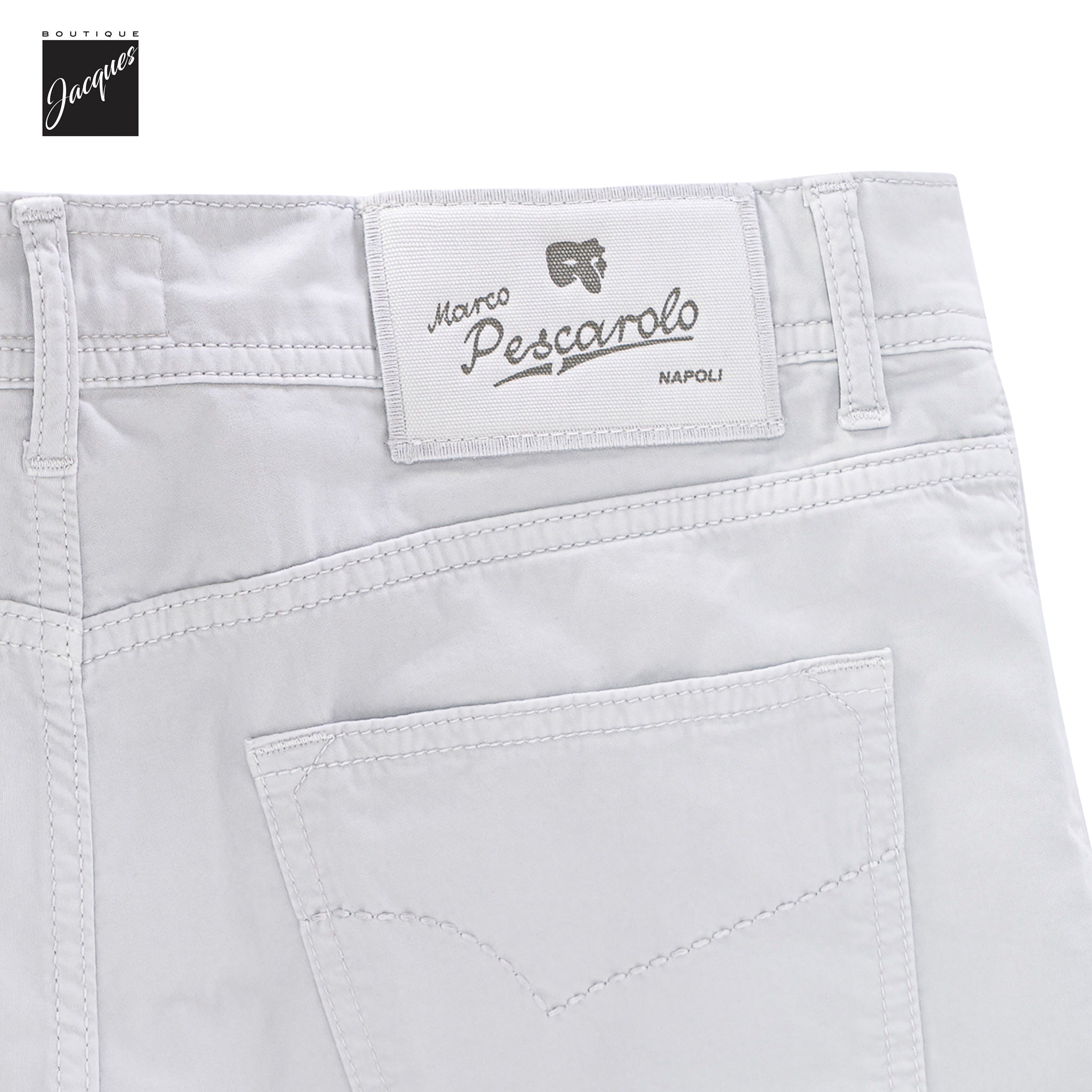 Light Gray Cotton-Stretch Nerano M Tailored Fit Five Pocket Pants - Marco Pescarolo