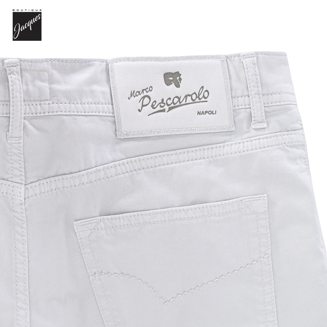 Light Gray Cotton-Stretch Nerano M Tailored Fit Five Pocket Pants - Marco Pescarolo
