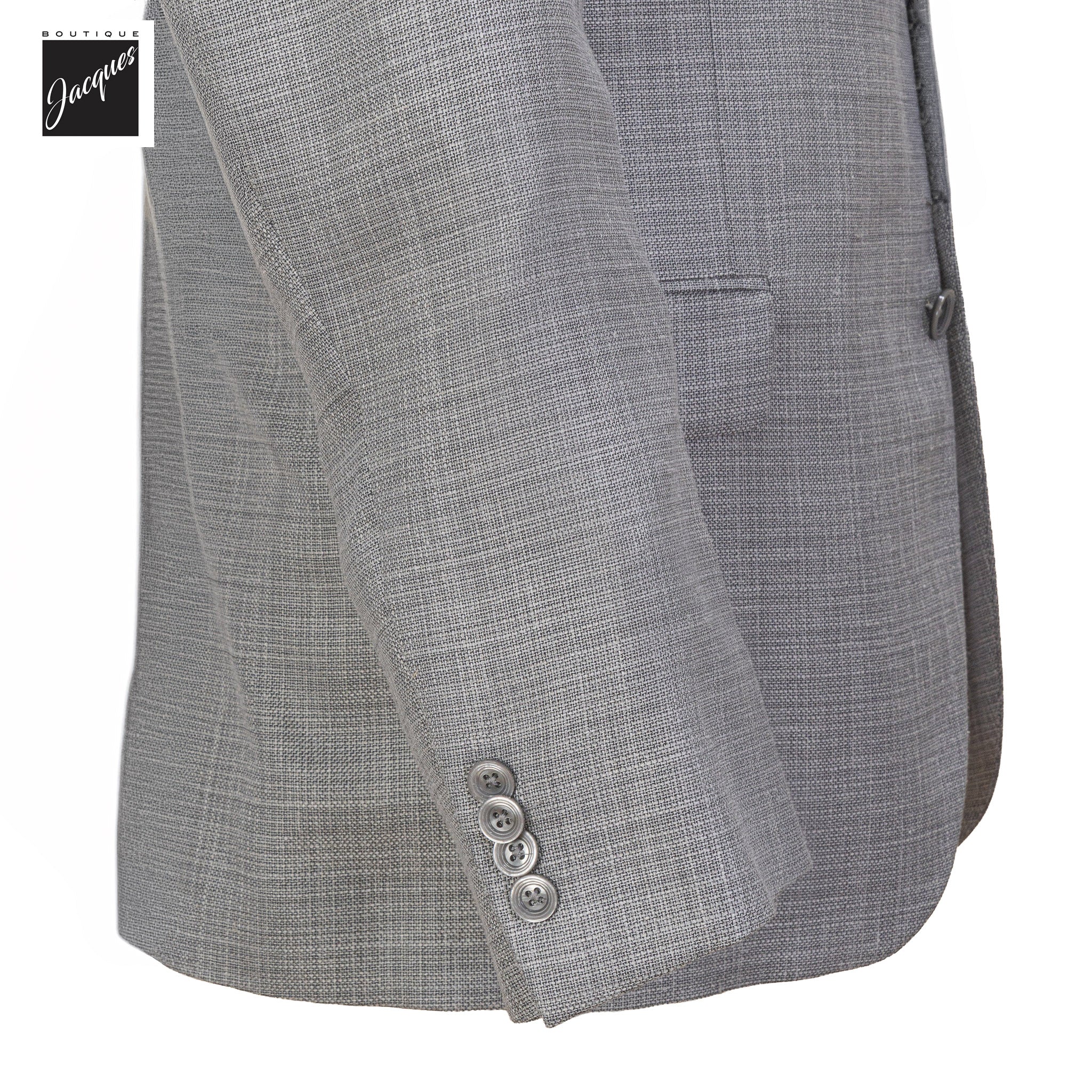 Light Gray Solid Wool/Silk/Linen Conway Classic Fit Sport Jacket - Jack Victor
