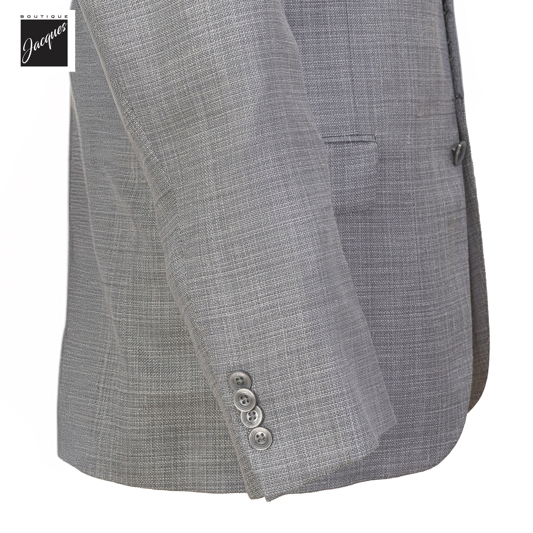 Light Gray Solid Wool/Silk/Linen Conway Classic Fit Sport Jacket - Jack Victor
