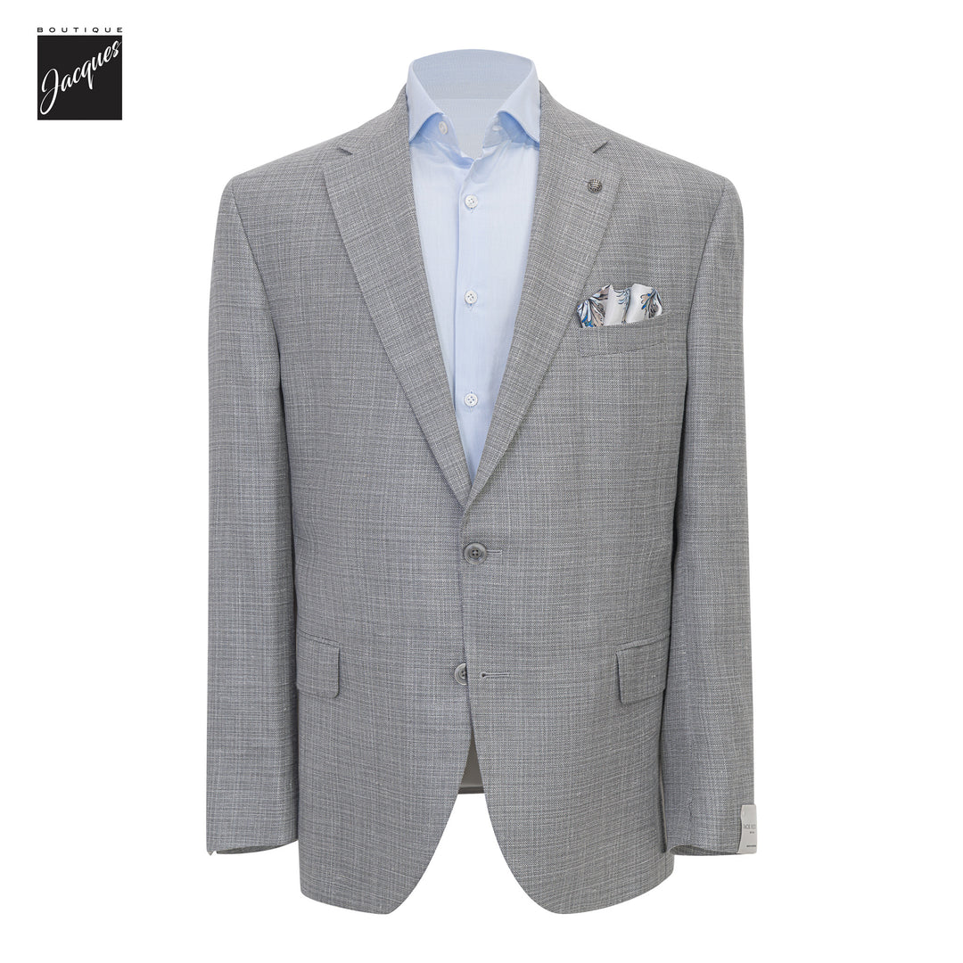Light Gray Solid Wool/Silk/Linen Conway Classic Fit Sport Jacket - Jack Victor