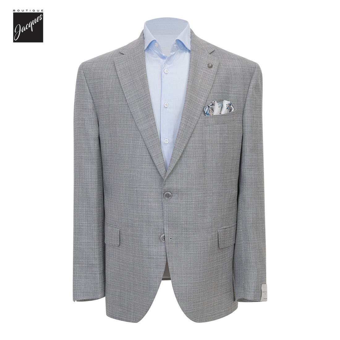Light Gray Solid Wool/Silk/Linen Conway Classic Fit Sport Jacket - Jack Victor