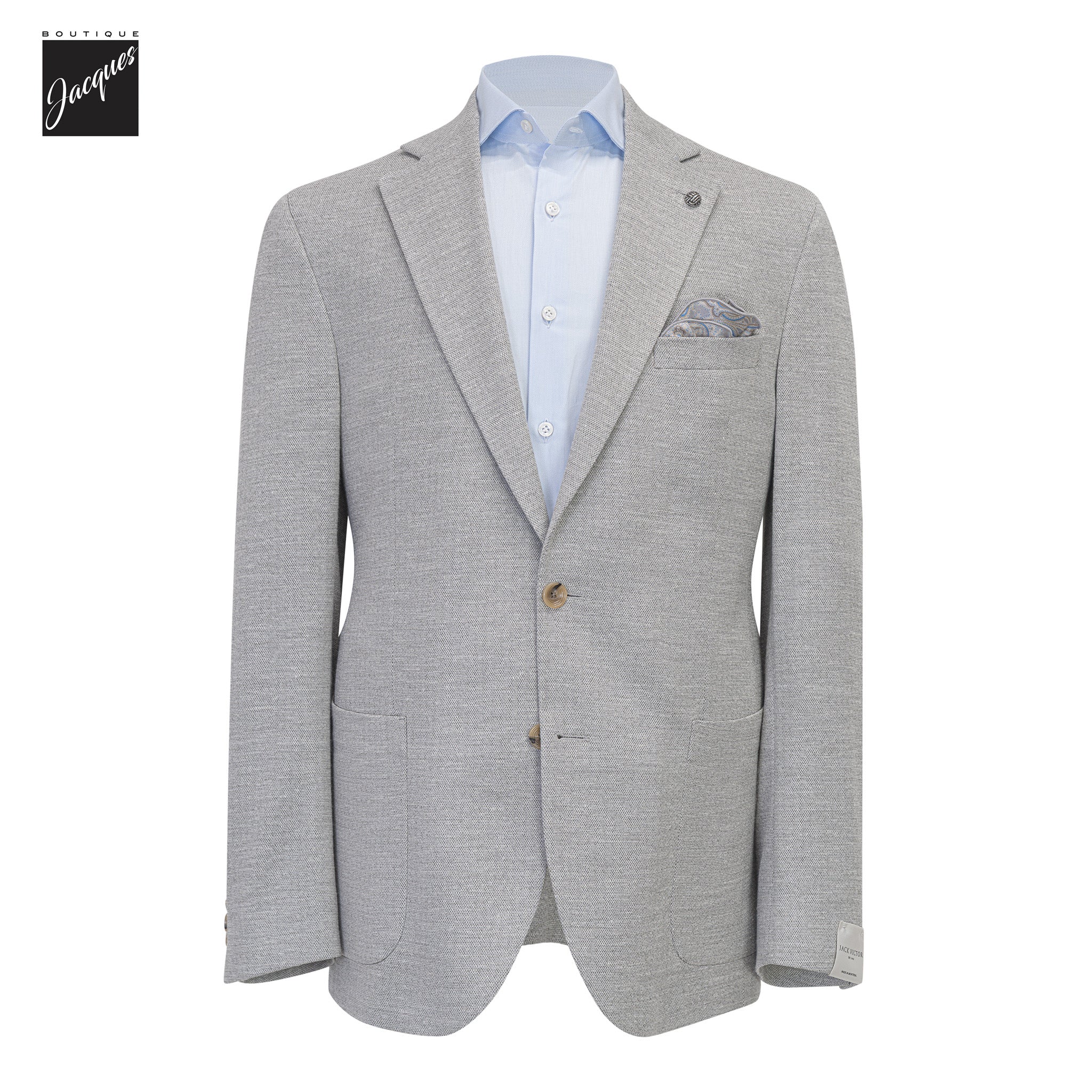 Light Gray Wool/Silk/Linen Hartford Contemporary Fit Sport Jacket - Jack Victor