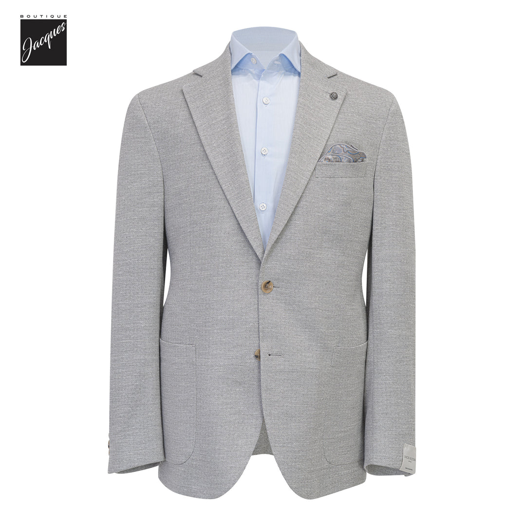 Light Gray Wool/Silk/Linen Hartford Contemporary Fit Sport Jacket - Jack Victor