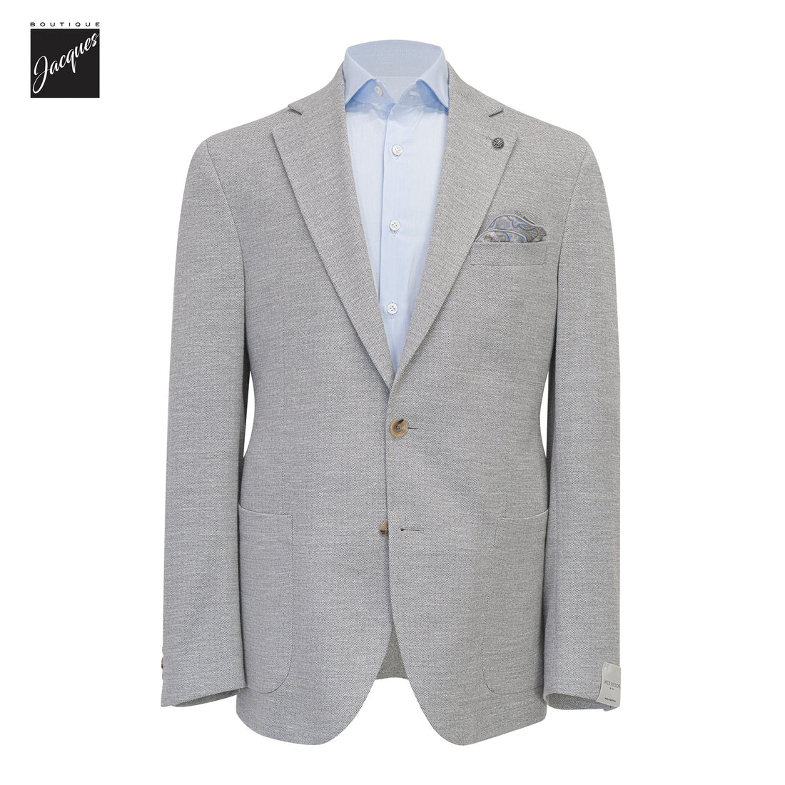 Light Gray Wool/Silk/Linen Hartford Contemporary Fit Sport Jacket - Jack Victor