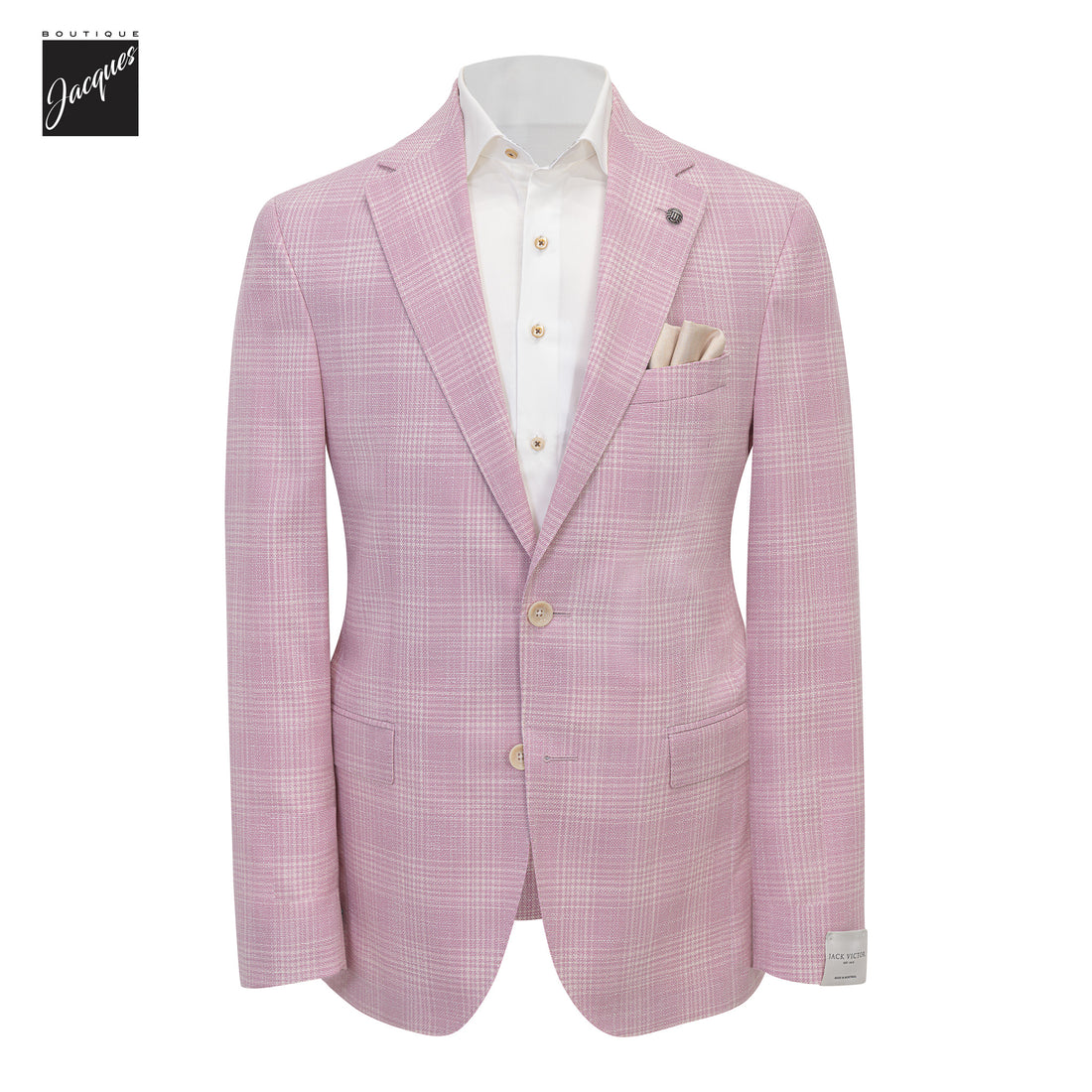 Light Pink Check Wool-Silk McAllen Contemporary Fit Sport Jacket - Jack Victor 1913