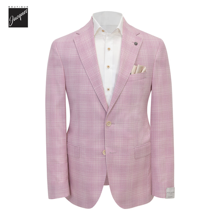 Light Pink Check Wool-Silk McAllen Contemporary Fit Sport Jacket - Jack Victor 1913