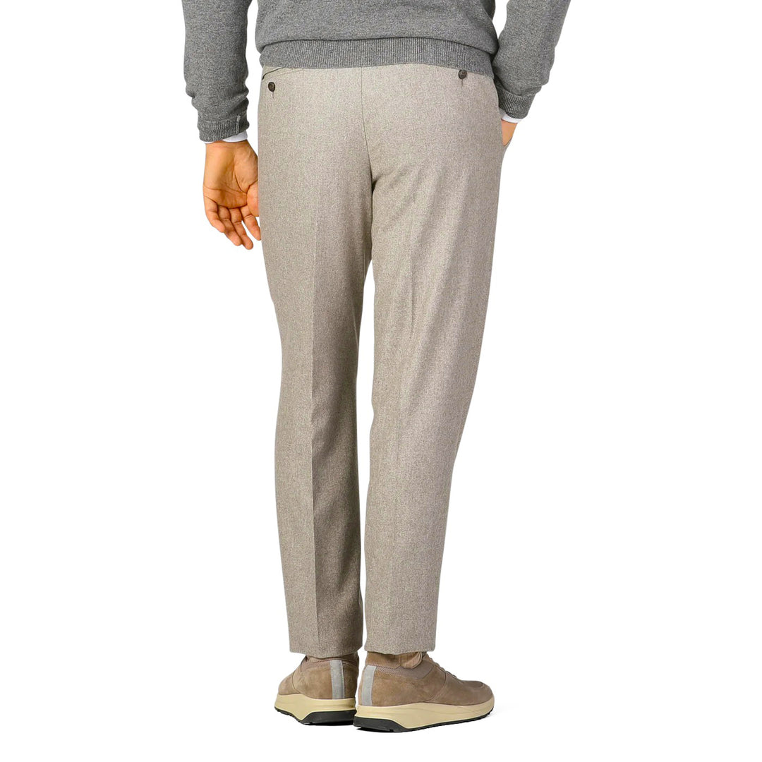 Taupe Flannel Vitale Barberis Contemporary Fit Wool Dress Pant - Luigi Bianchi