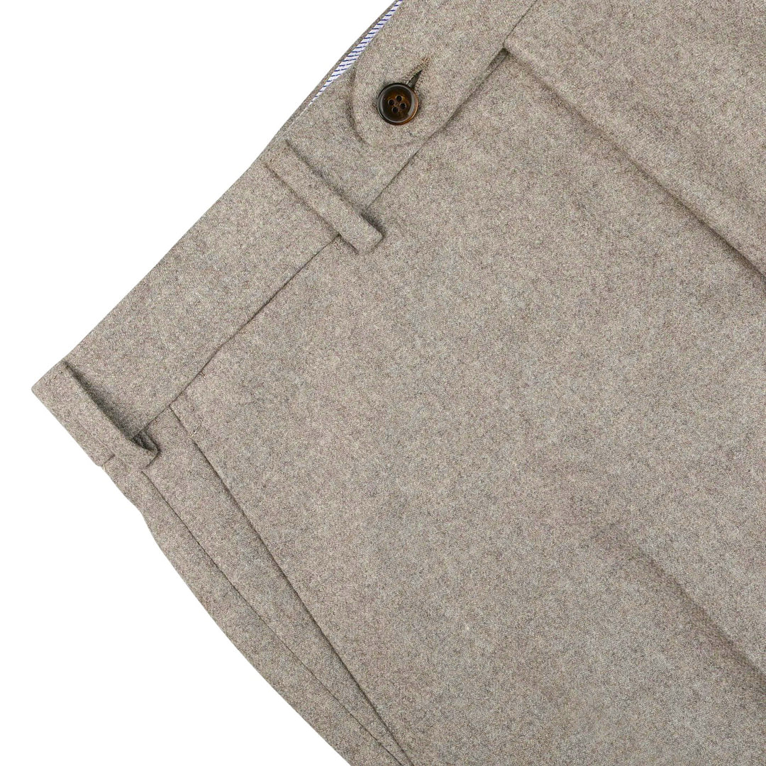 Taupe Flannel Vitale Barberis Contemporary Fit Wool Dress Pant - Luigi Bianchi