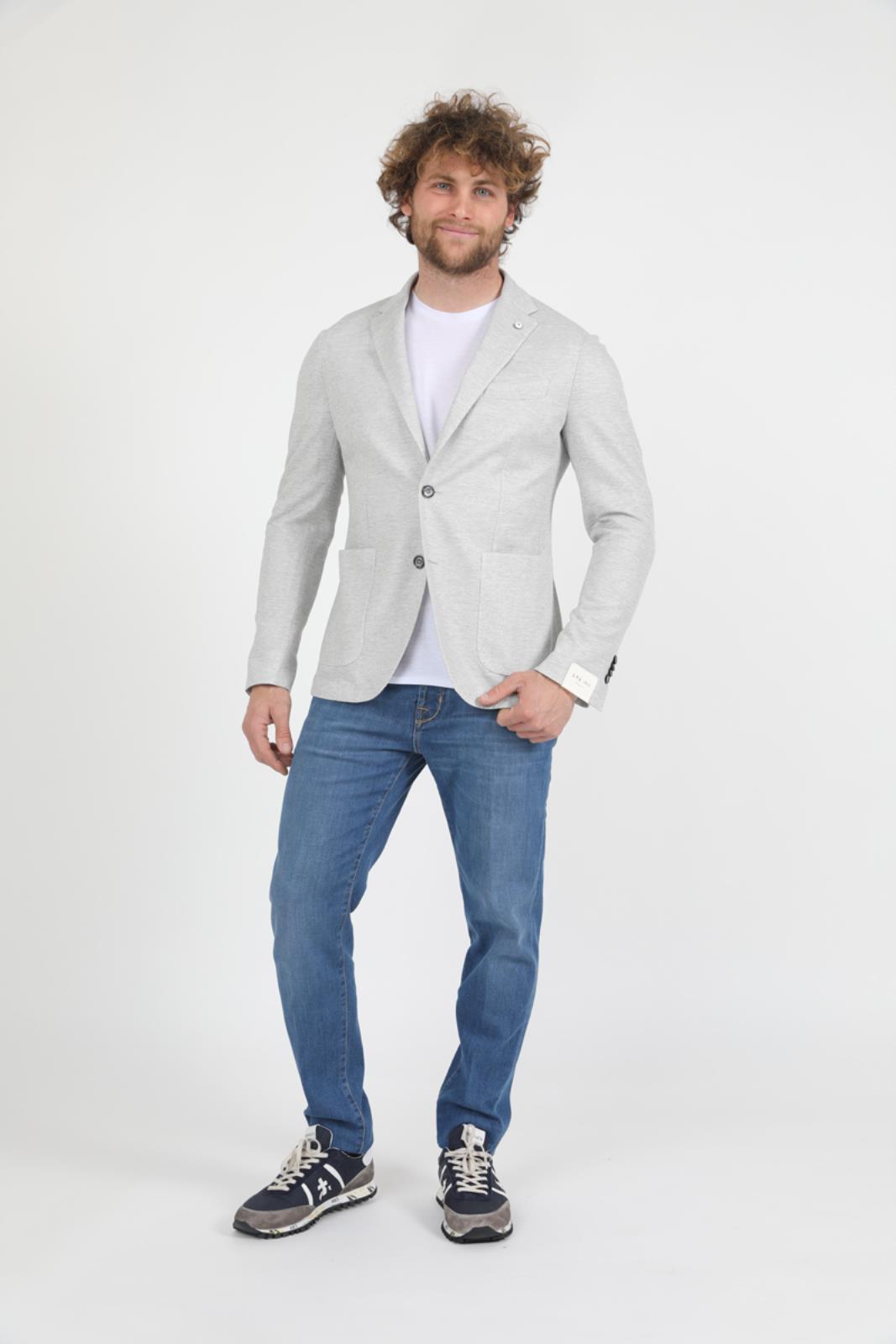 Light Gray Unconstructed Jacket - LBM 1911 - Boutique Jacques International