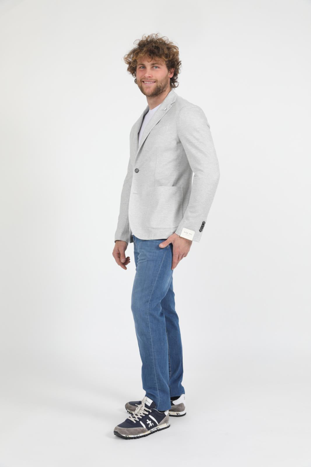Light Gray Unconstructed Jacket - LBM 1911 - Boutique Jacques International