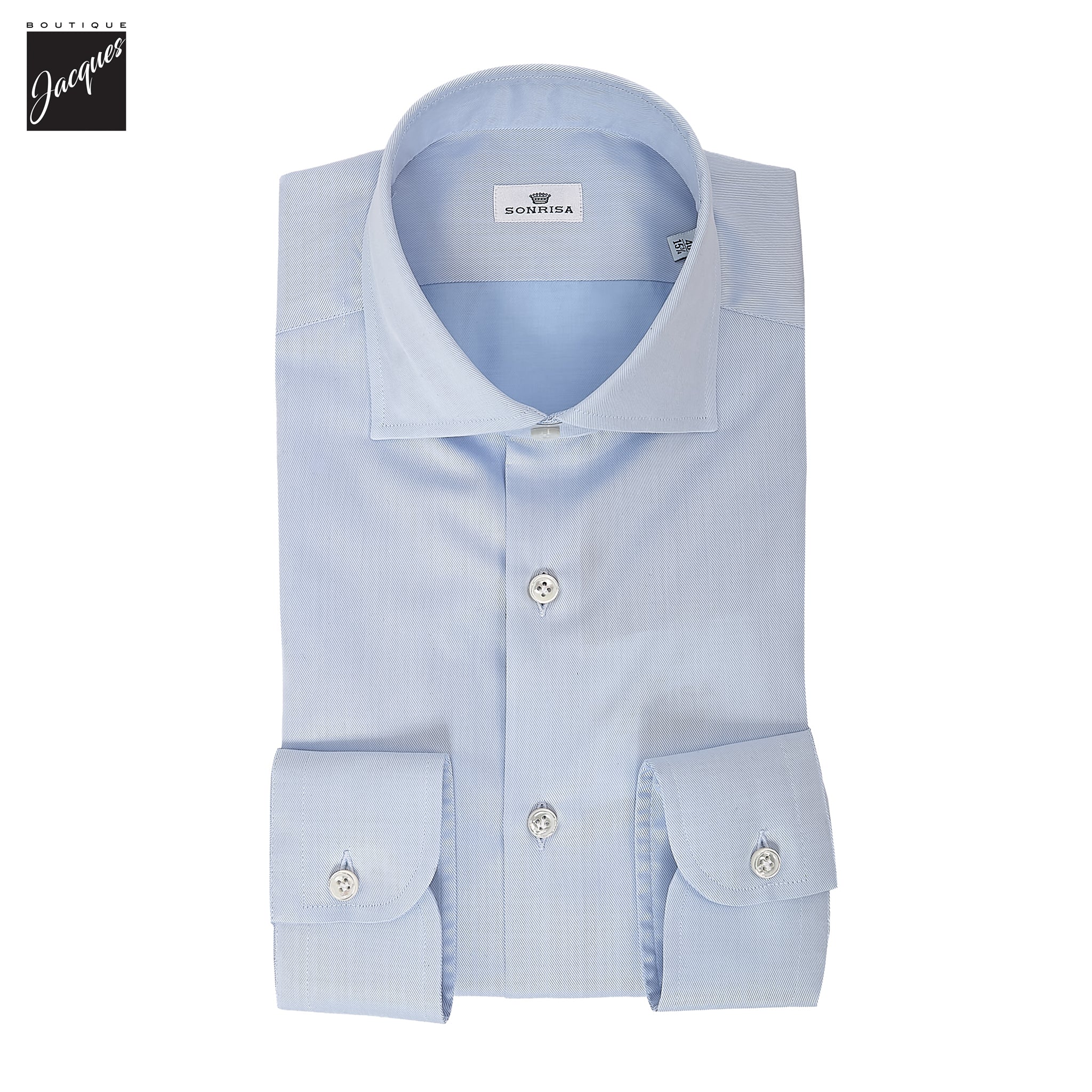 Light Blue Superior Cotton Twill Modern Fit Dress Shirt - SONRISA - Boutique Jacques International