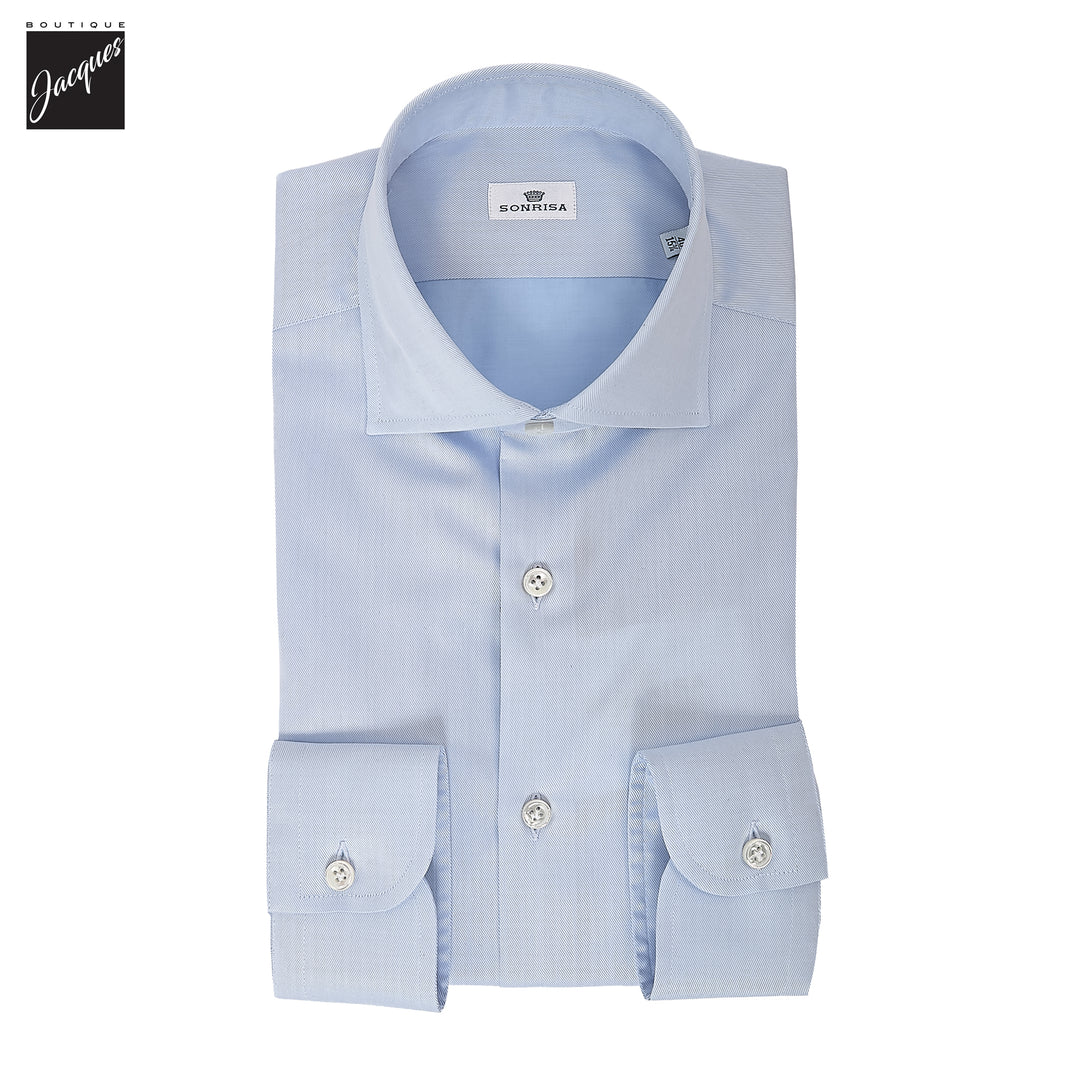 Light Blue Superior Cotton Twill Modern Fit Dress Shirt - SONRISA - Boutique Jacques International