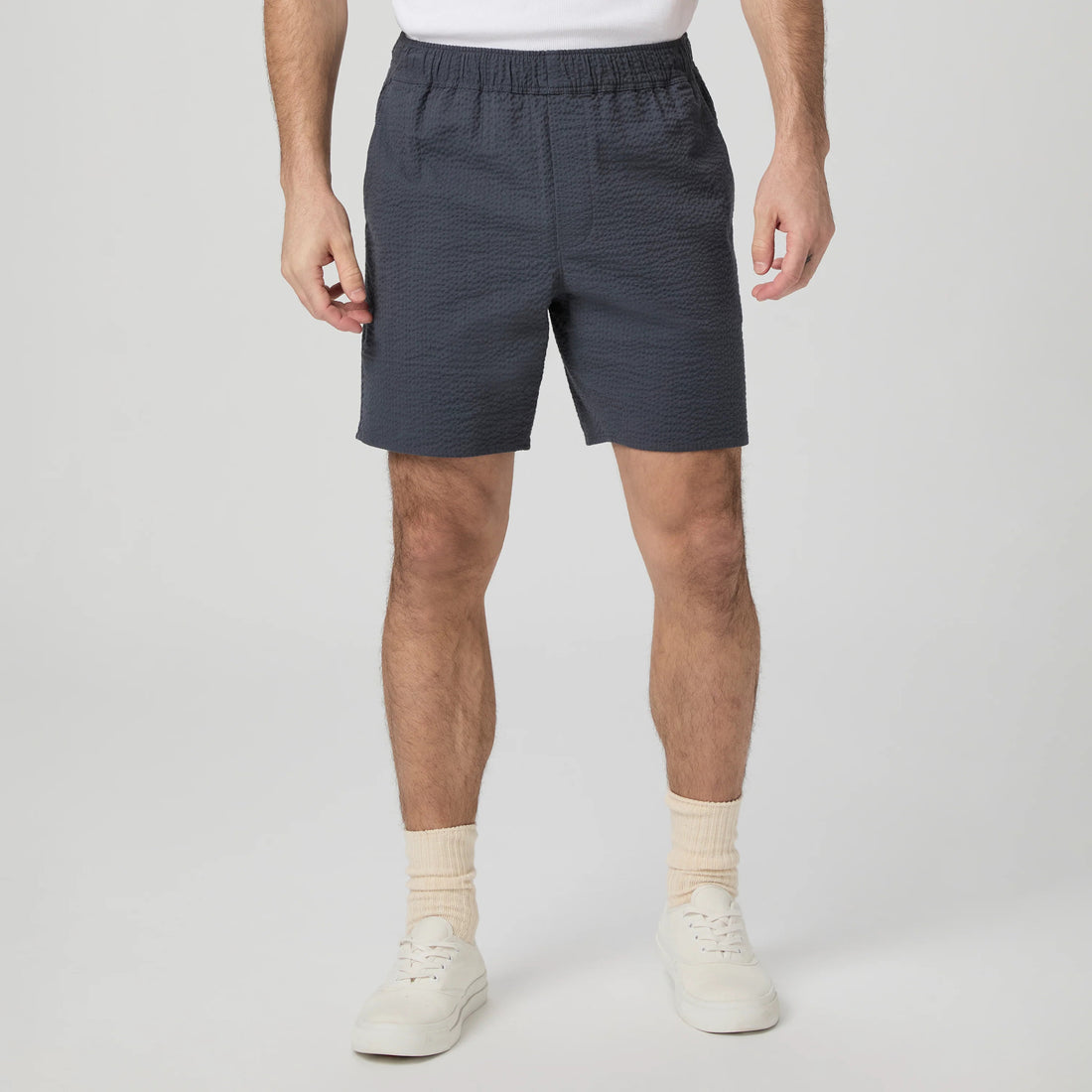 Ocean Floor (Navy) Cotton-Stretch Seersucker Teague Shorts - PAIGE