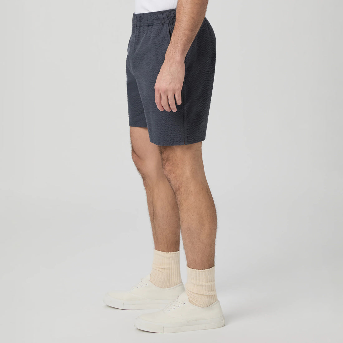 Ocean Floor (Navy) Cotton-Stretch Seersucker Teague Shorts - PAIGE