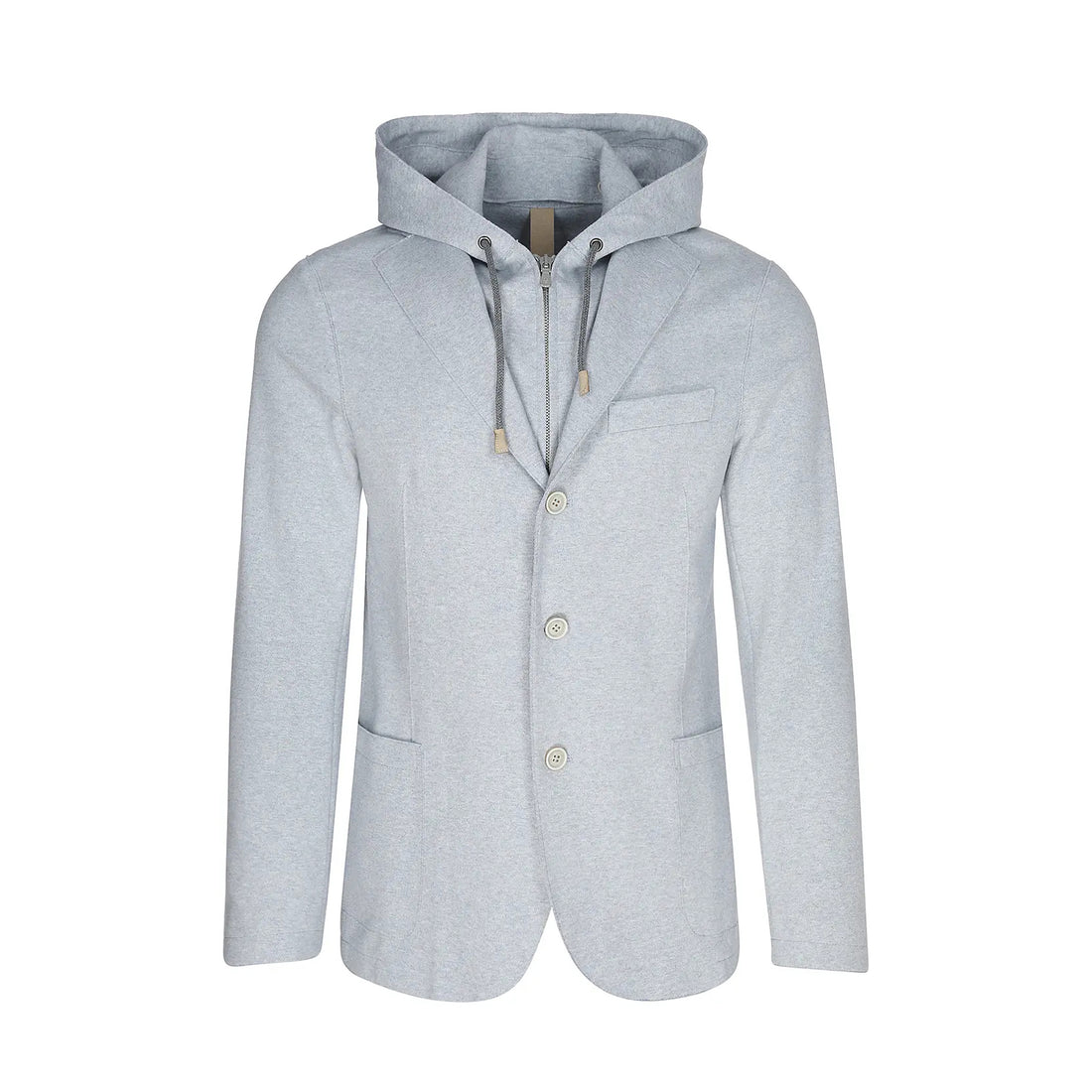 Zucchero Blue Cotton-Stretch Hybrid Sport Jacket with Removable Hood - ELEVENTY - Boutique Jacques International
