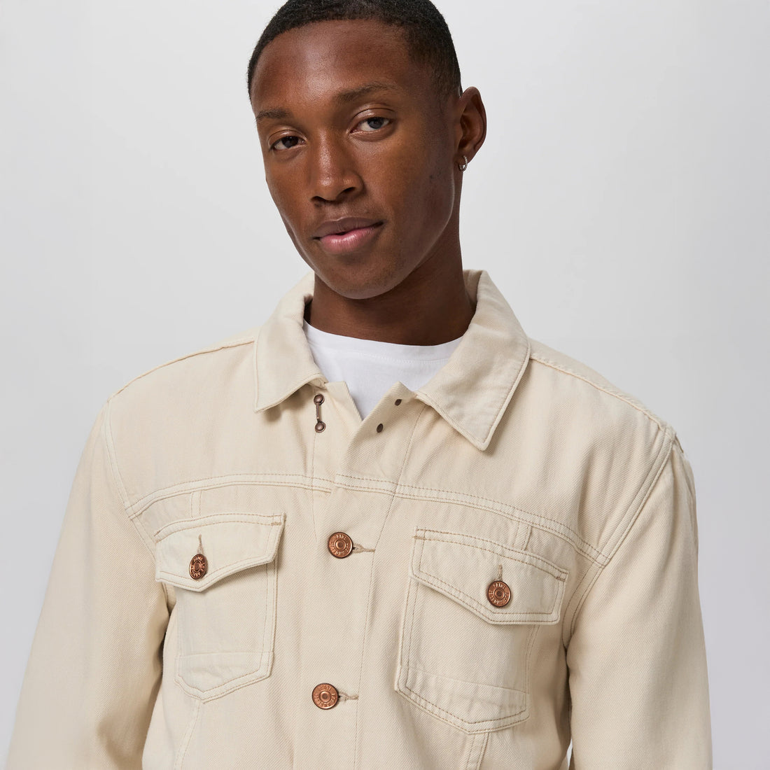 Natural (Beige) Lightweight Denim Scout Jacket - Paige