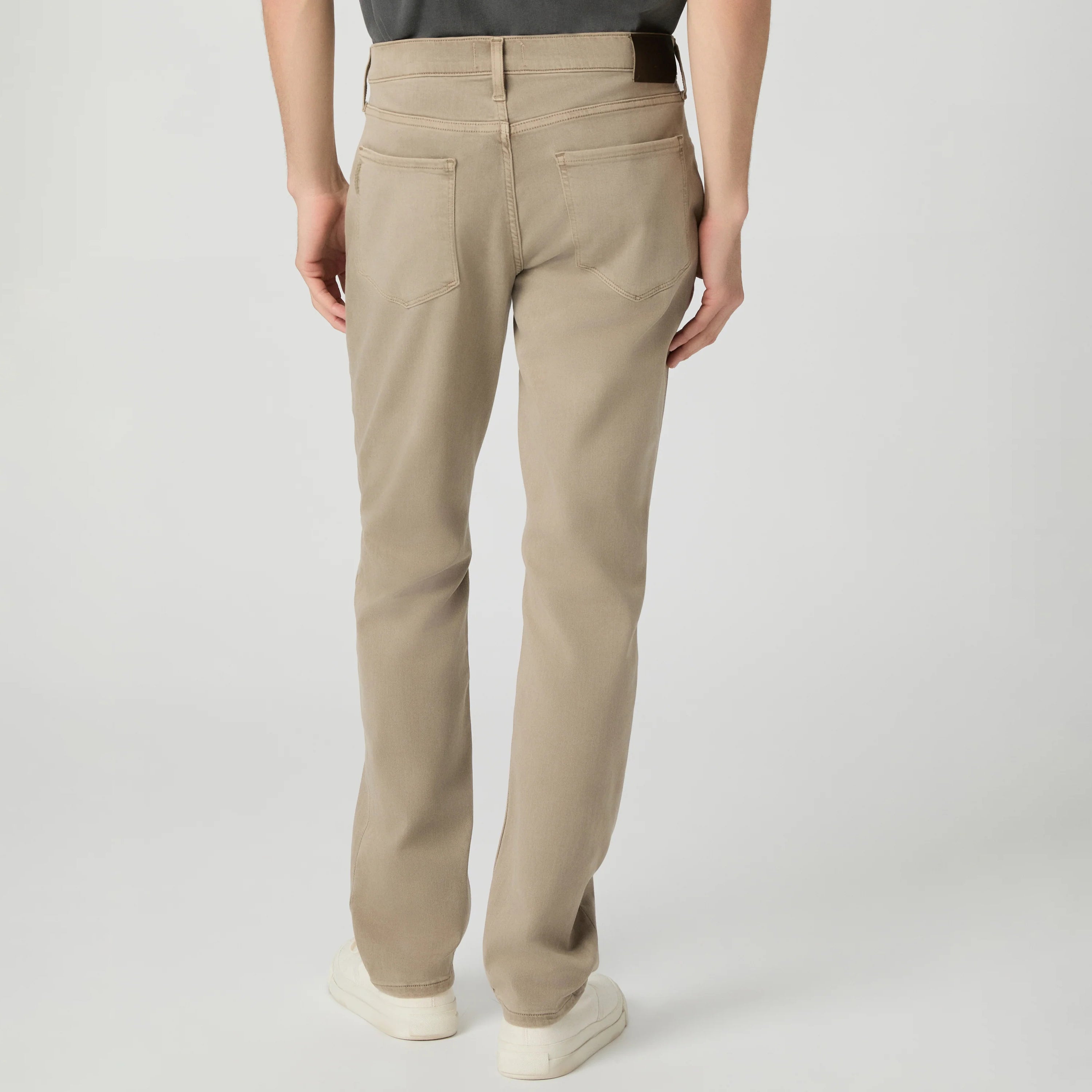 Pale beige straight fit stretch denim five-pocket jeans by PAIGE, Federal vintage style