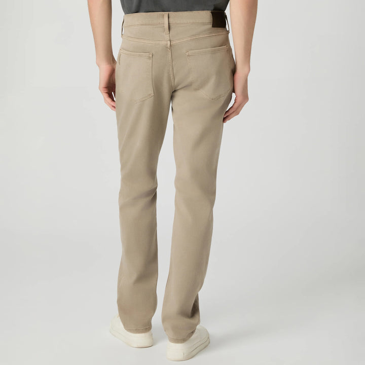 Pale beige straight fit stretch denim five-pocket jeans by PAIGE, Federal vintage style