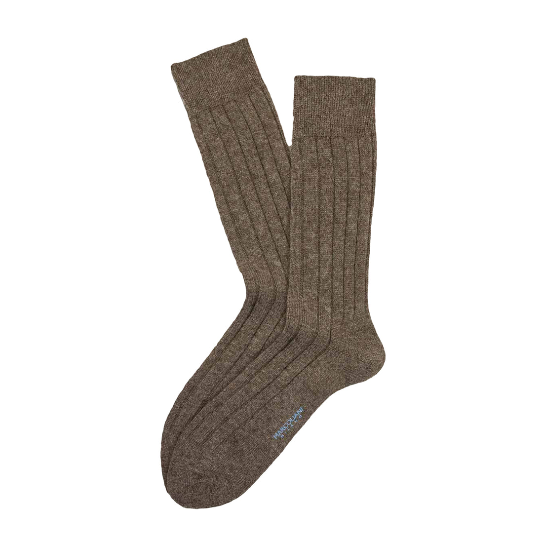 Coffee Brown Ribbed Cashmere Dress Mid-Calf Socks - Marcoliani