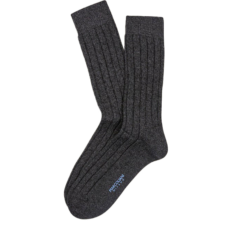 Charcoal Ribbed Cashmere Dress Mid-Calf Socks - Marcoliani