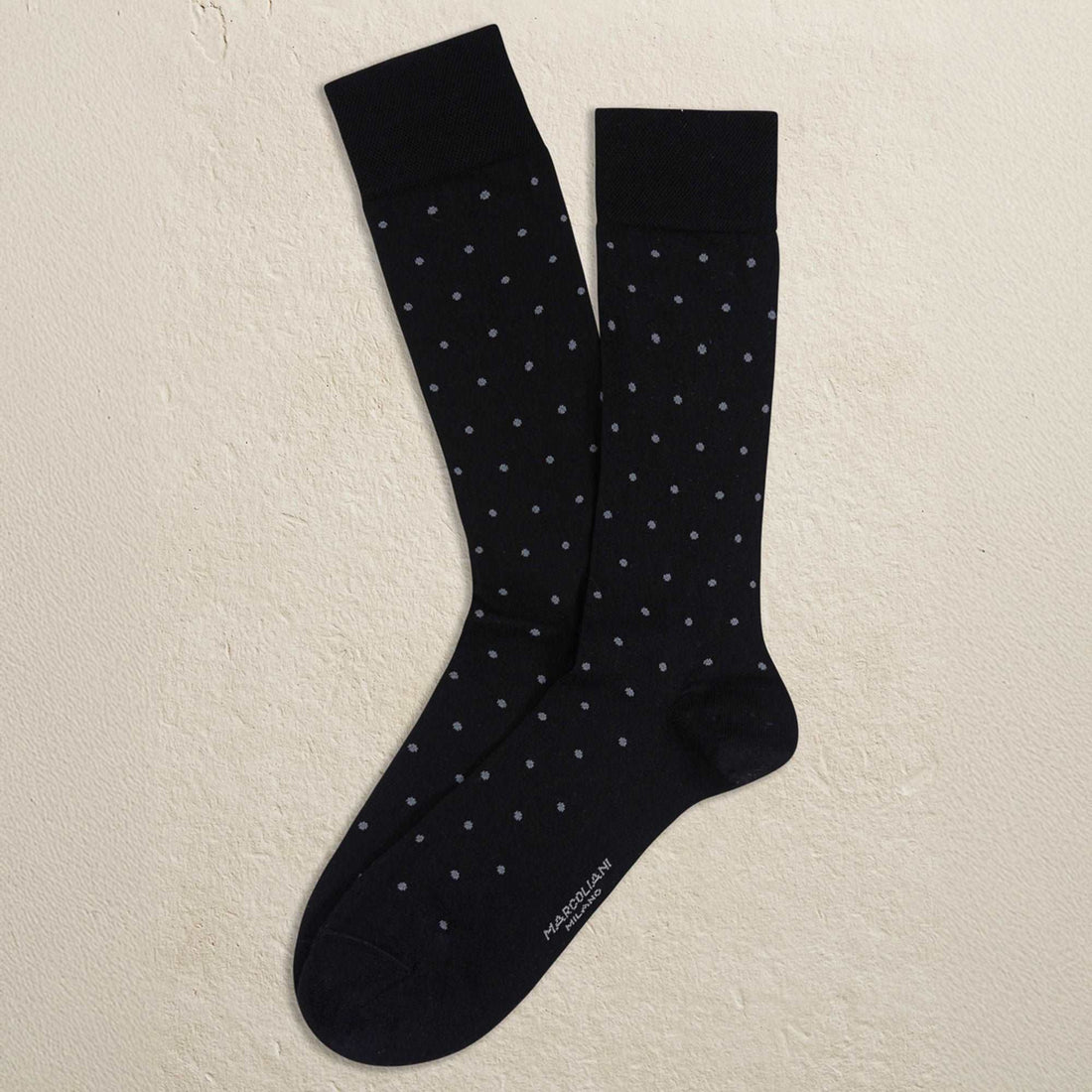 Black Polka Dot Pima Cotton Mid-Calf Sock - Marcoliani