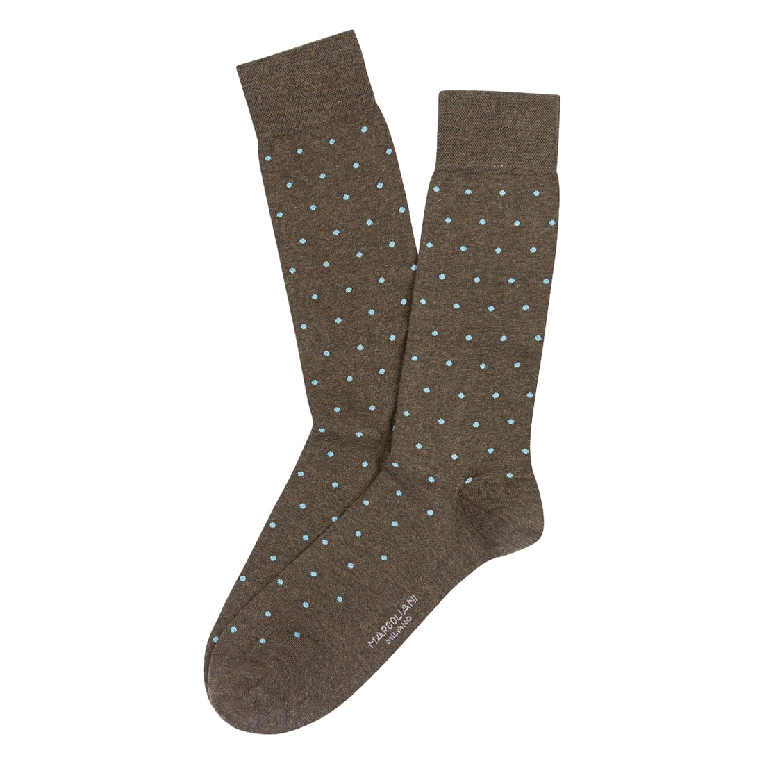 Coffee Brown Polka Dot Pima Cotton Mid-Calf Sock - Marcoliani - Boutique Jacques International